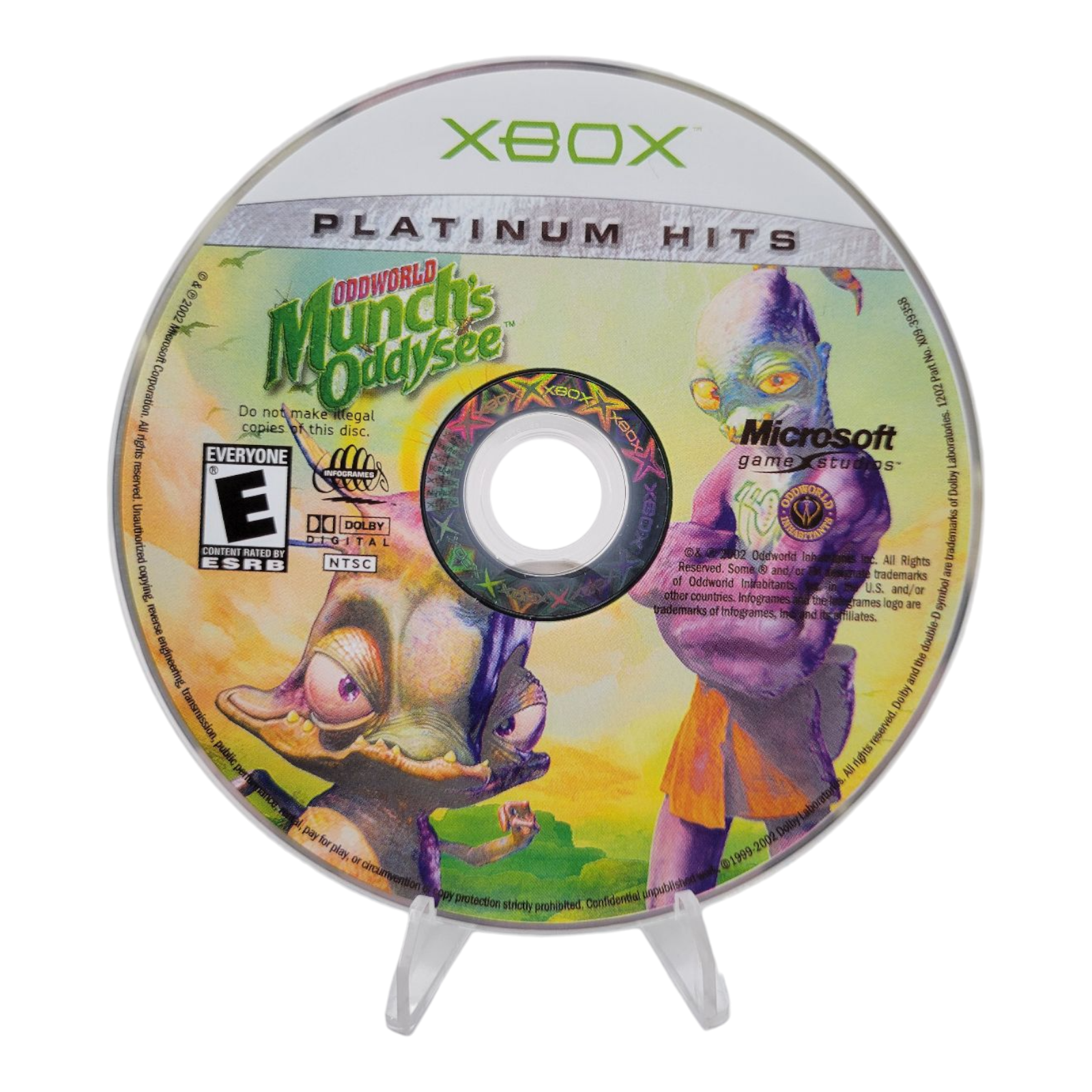 Xbox Oddworld Munchs Oddysee Platinum Hits 2002 Game with Case Manual