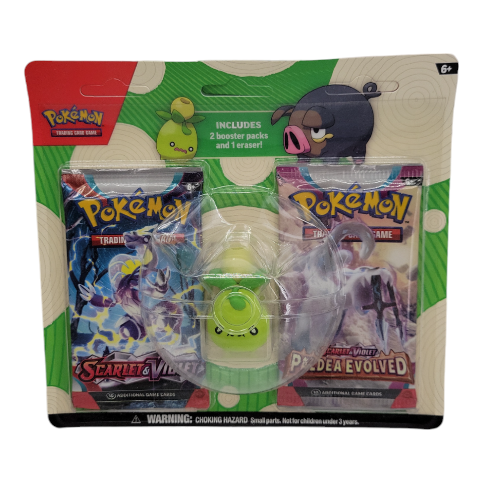 Pokémon TCG Back to School Eraser Blister 2023 with 2 Booster Packs Smoliv