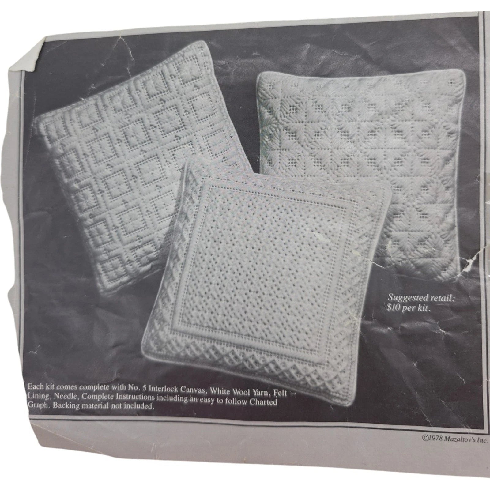 Vintage 1978 Mazaltov's Inc Swedish Weaving / Huck Embroidery Pillow Kit