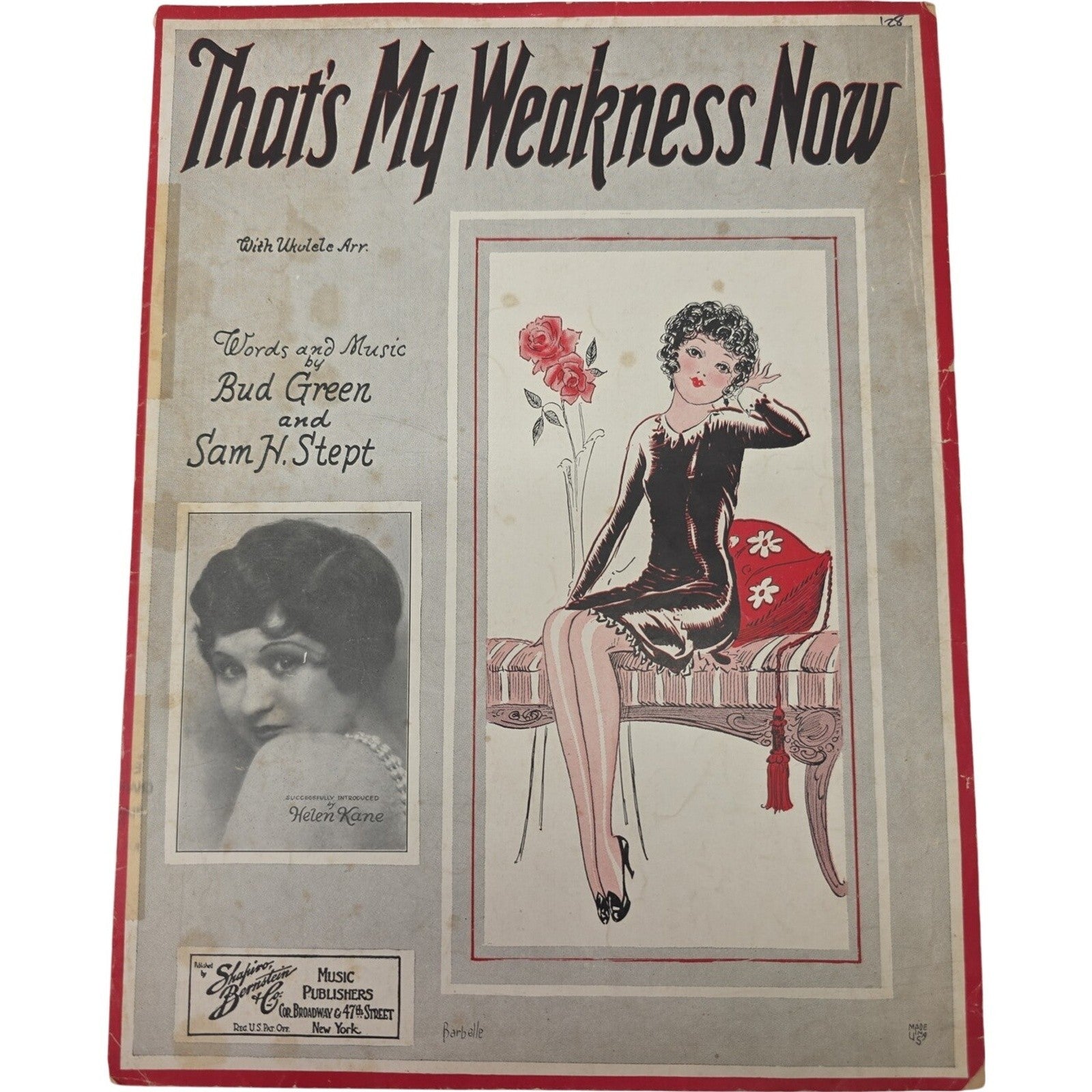 Vintage Sheet Music That's My Weakness Now by Helen Kane 1928