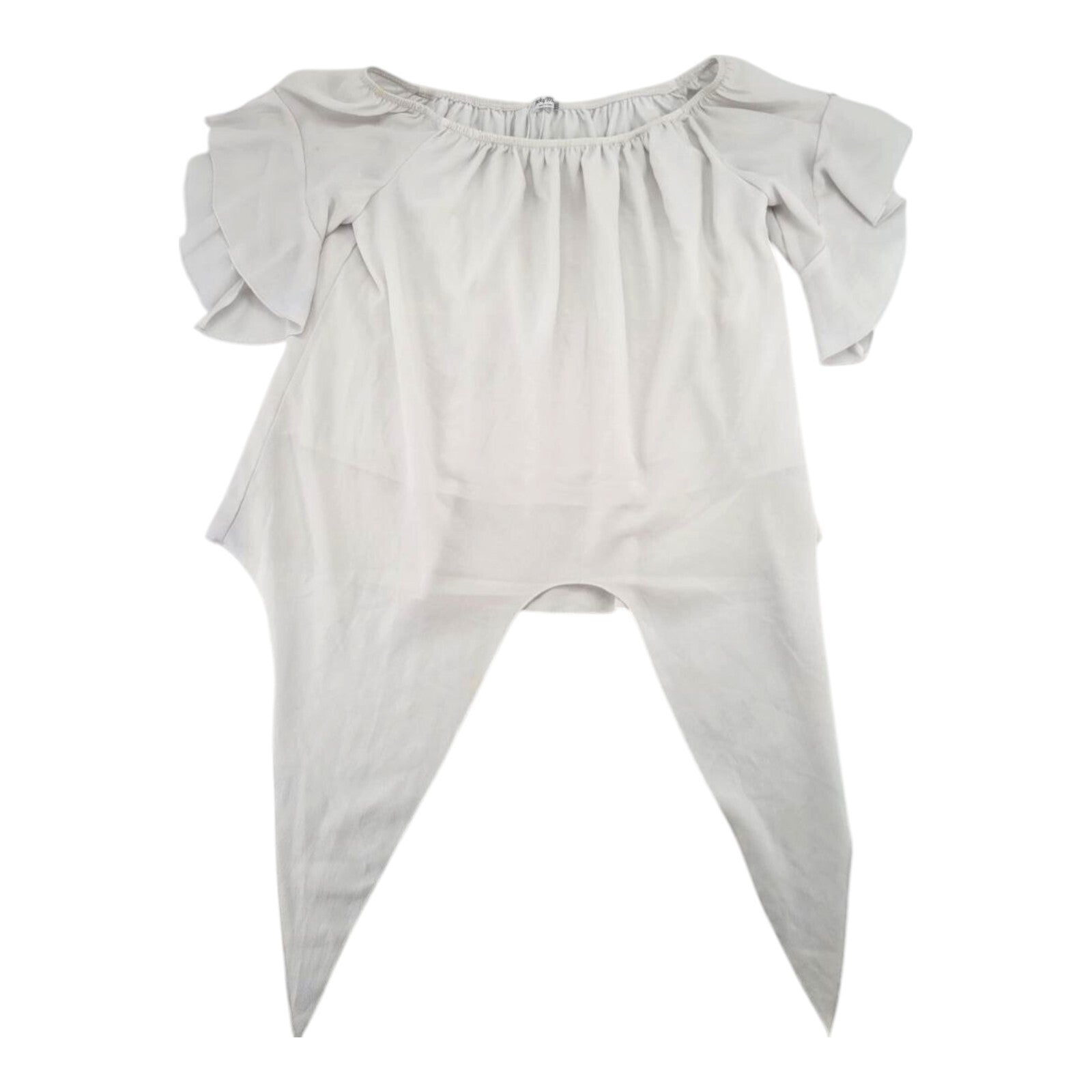Lucky More Womens Off Shoulder Blouse White Sharkbite Hem 2XL