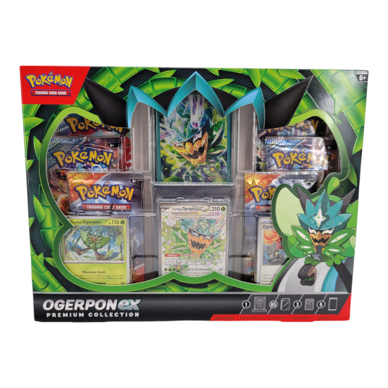 Pokémon TCG Ogerpon ex Premium Collection Box 3 Foil Promo Cards 6 Booster Packs