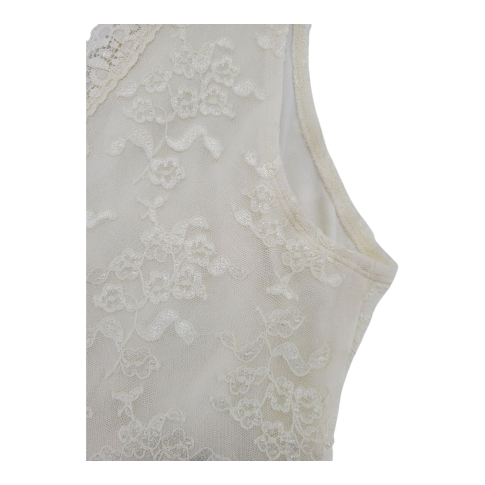 Worthington Women's Ivory Lace Tank Top Sleeveless V-Neck Trim MP