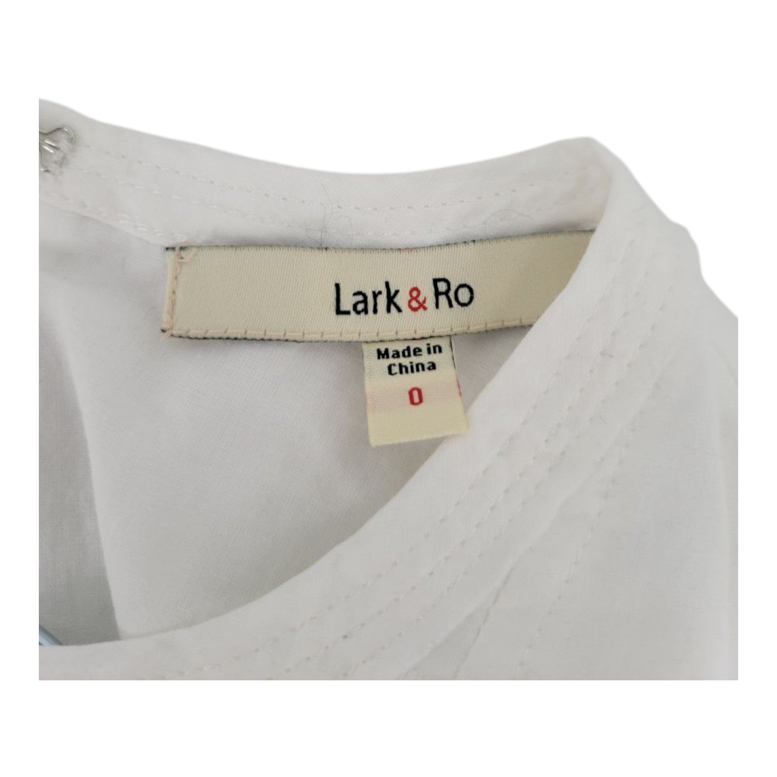 Lark & Ro Women's White Eyelet Lace Dress Zip Back Short Sleeve Size 0