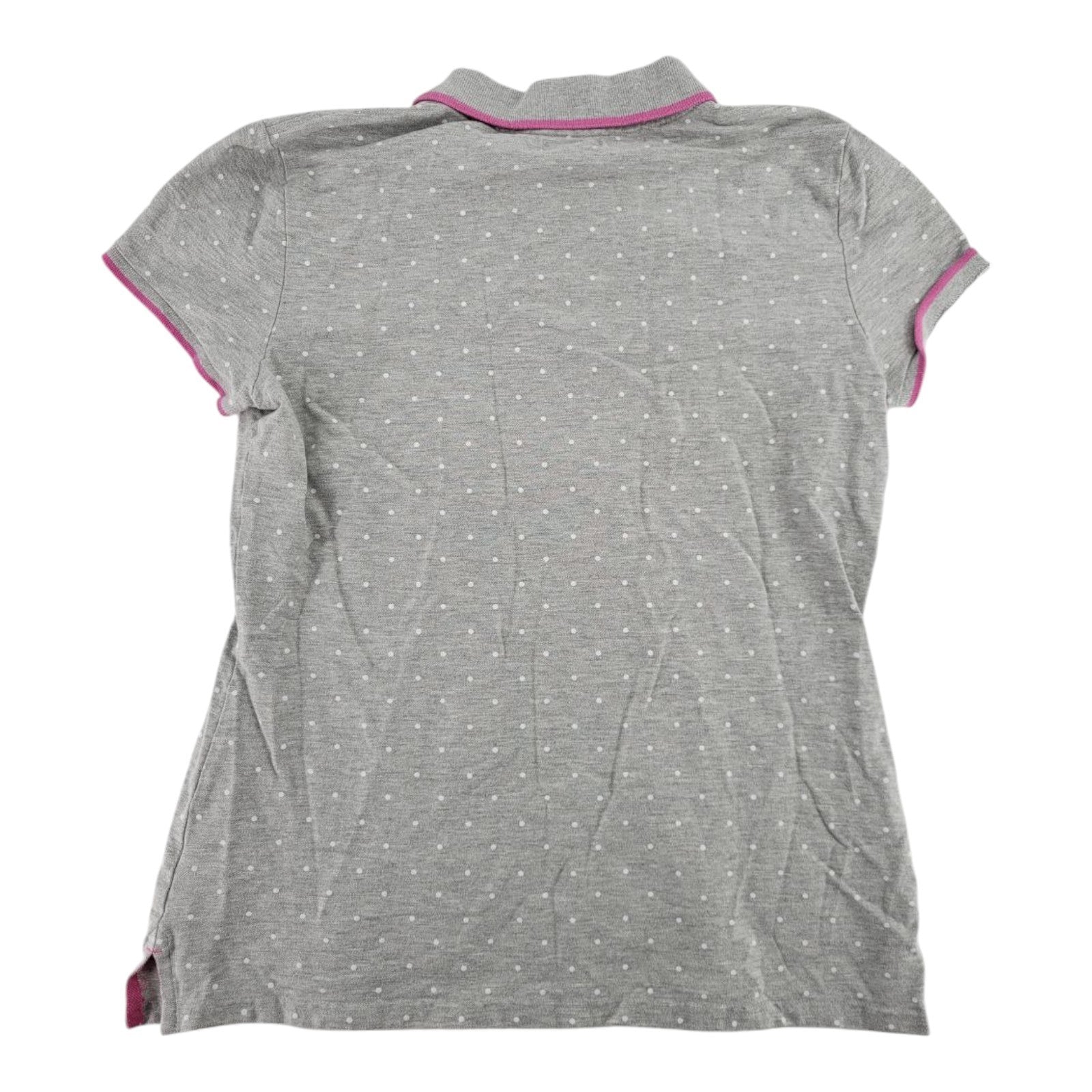 US Polo Assn Womens Pin Dot Print Grey Polo Shirt Short Sleeve Size L