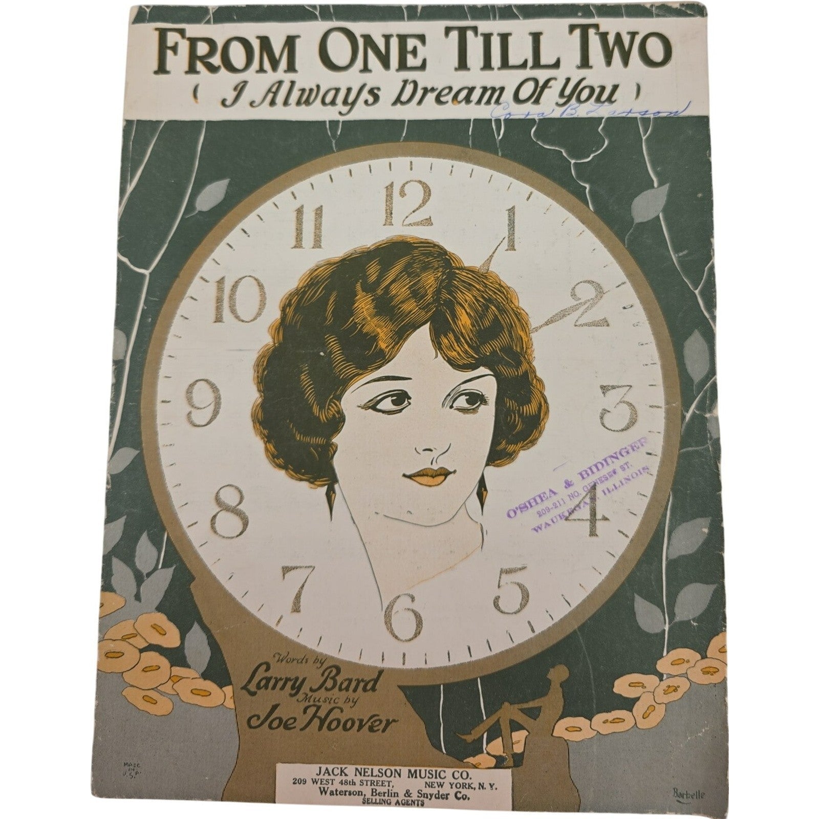 Vintage 1924 From One Till Two I Always Dream Of You Sheet Music