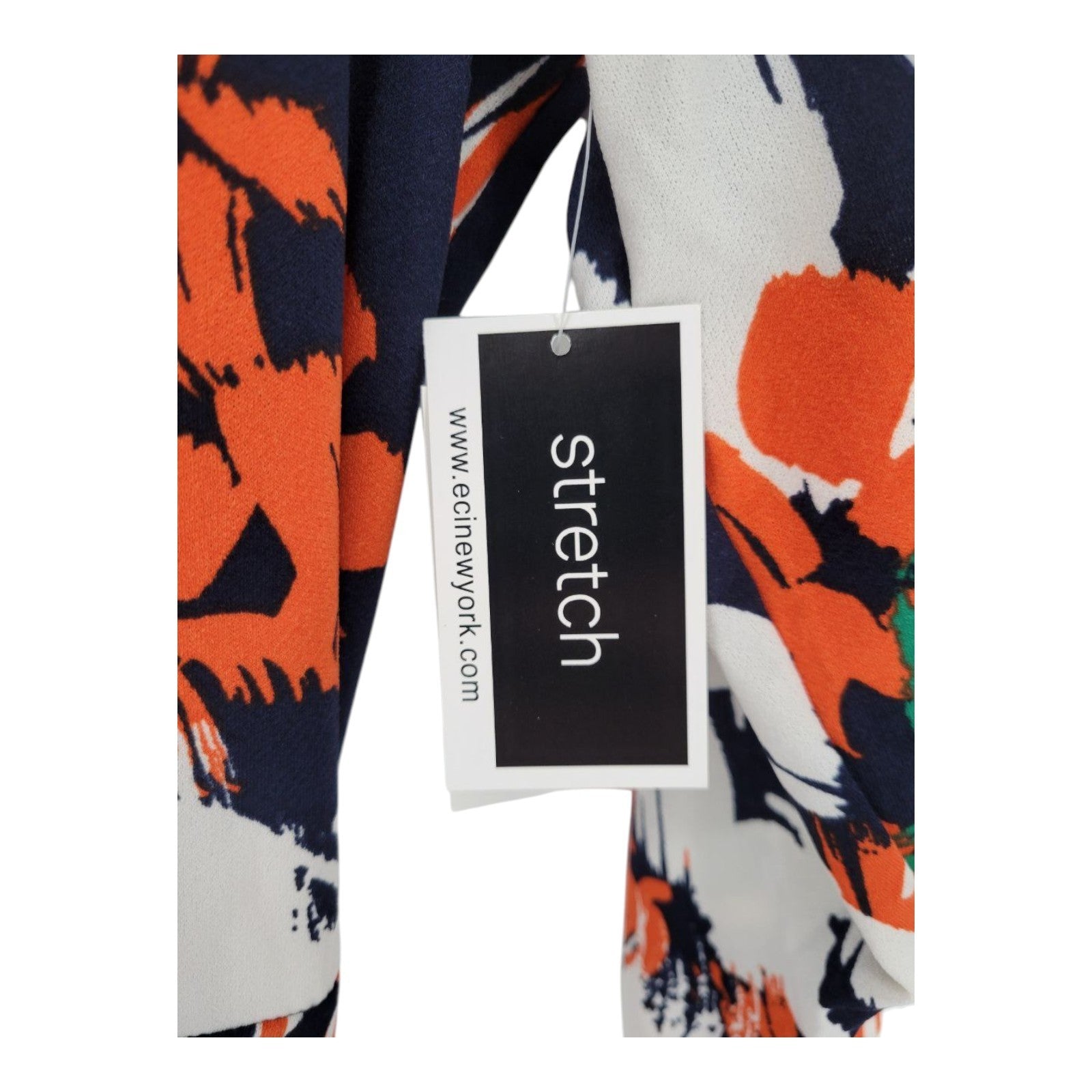 ECI New York Womens Wrap Dress Navy Orange Green Floral Stripe Stretch XL