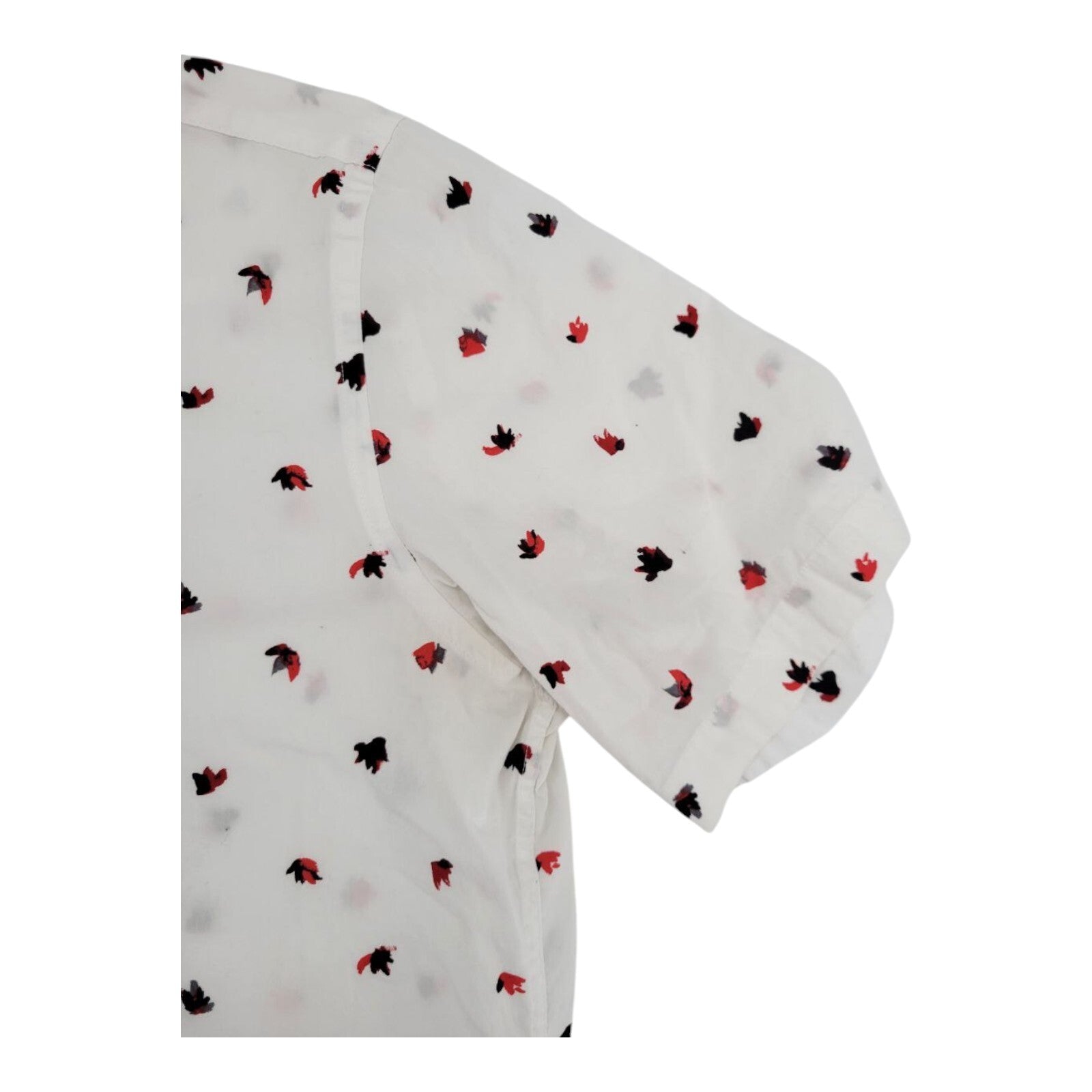 Alfani White with Leaf All Over Print Short Sleeve Button Up Shirt Mens M