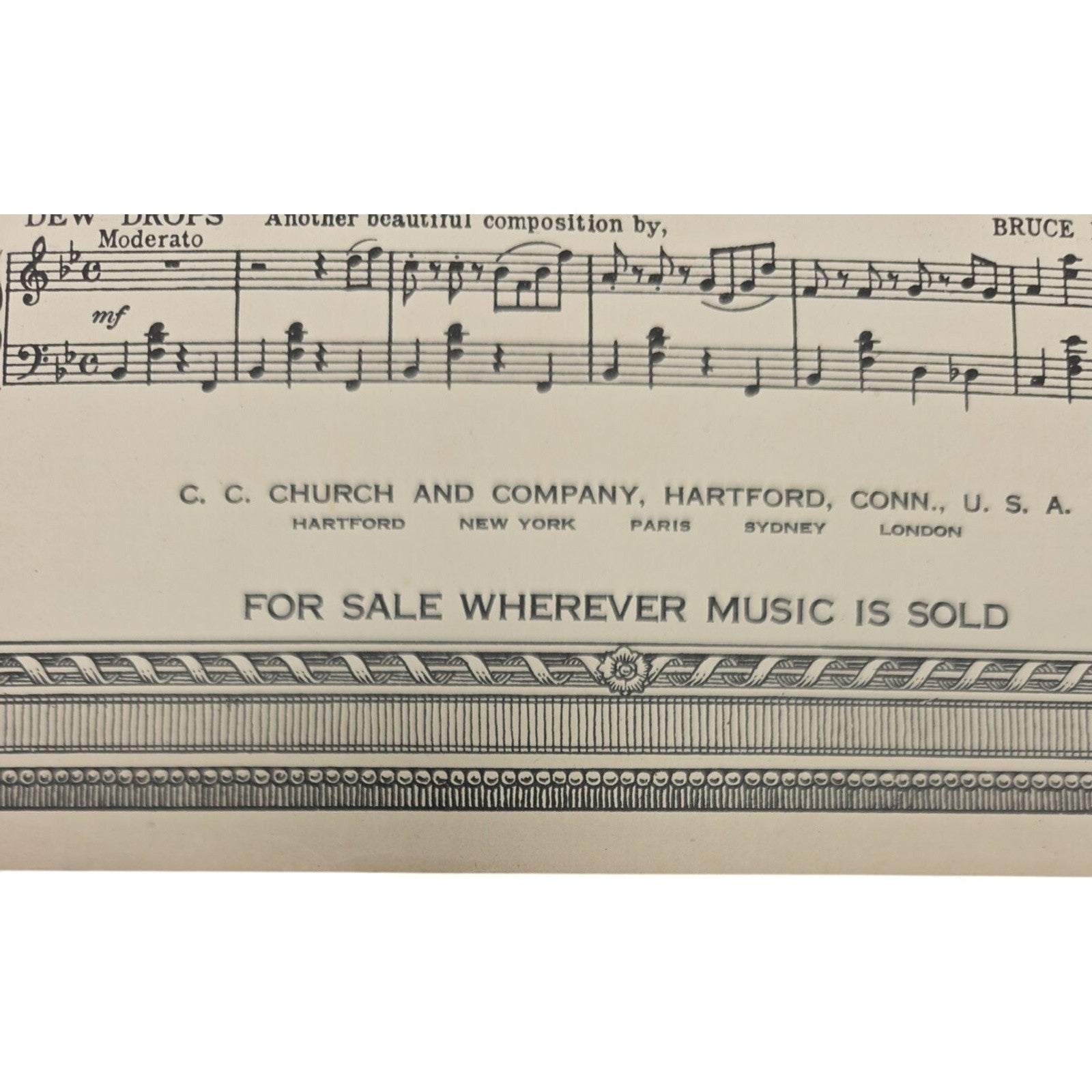 Vintage Sheet Music Compositions for the Piano by French Composers C.C. Church