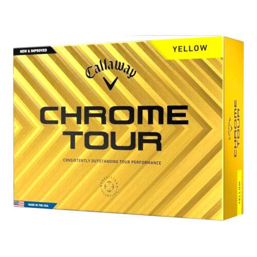 Callaway Chrome Tour Golf Balls Yellow 12 Pack High Performance 2024 Edition