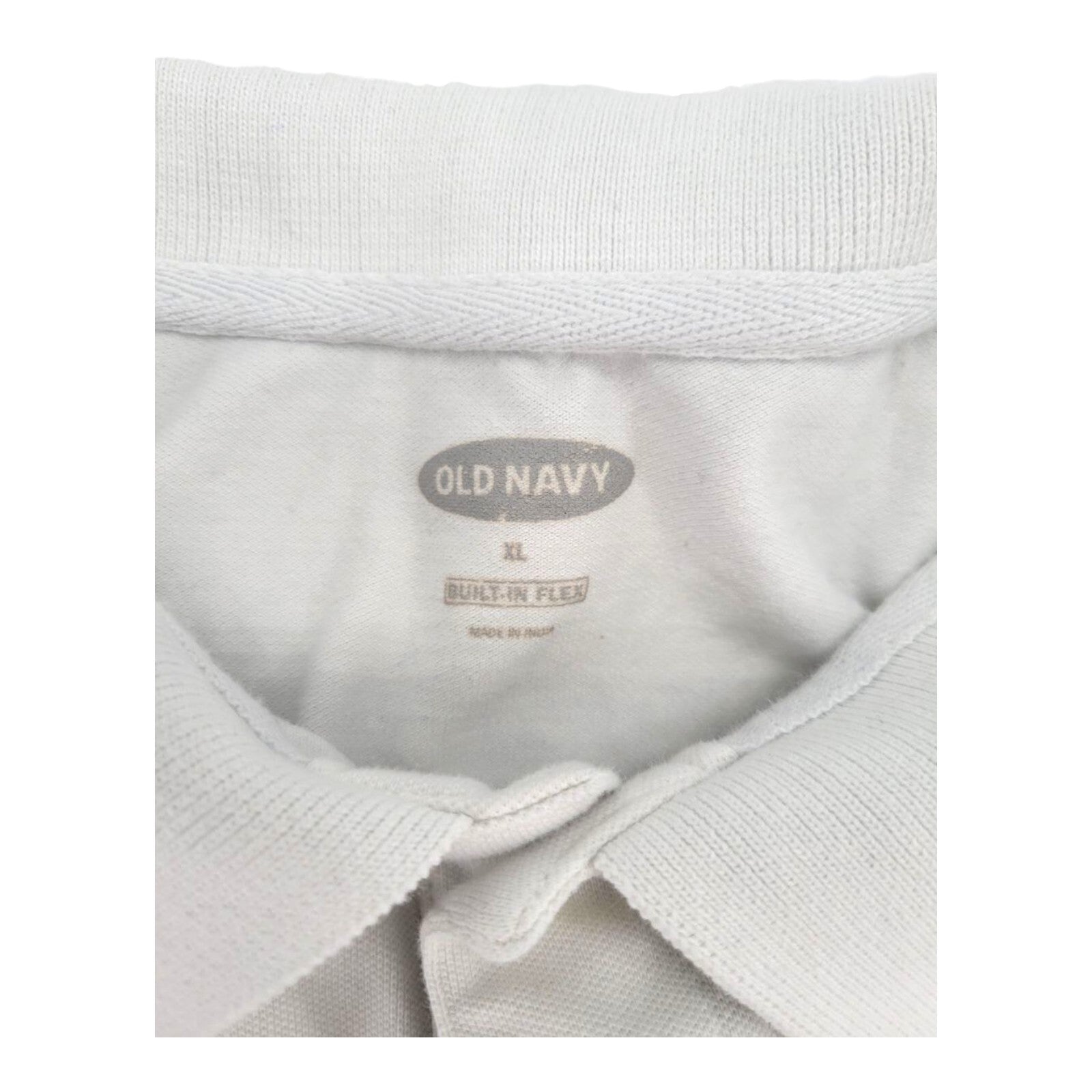 Old Navy Built In Flex Mens White Polo Shirt Cotton Short Sleeve Size XL