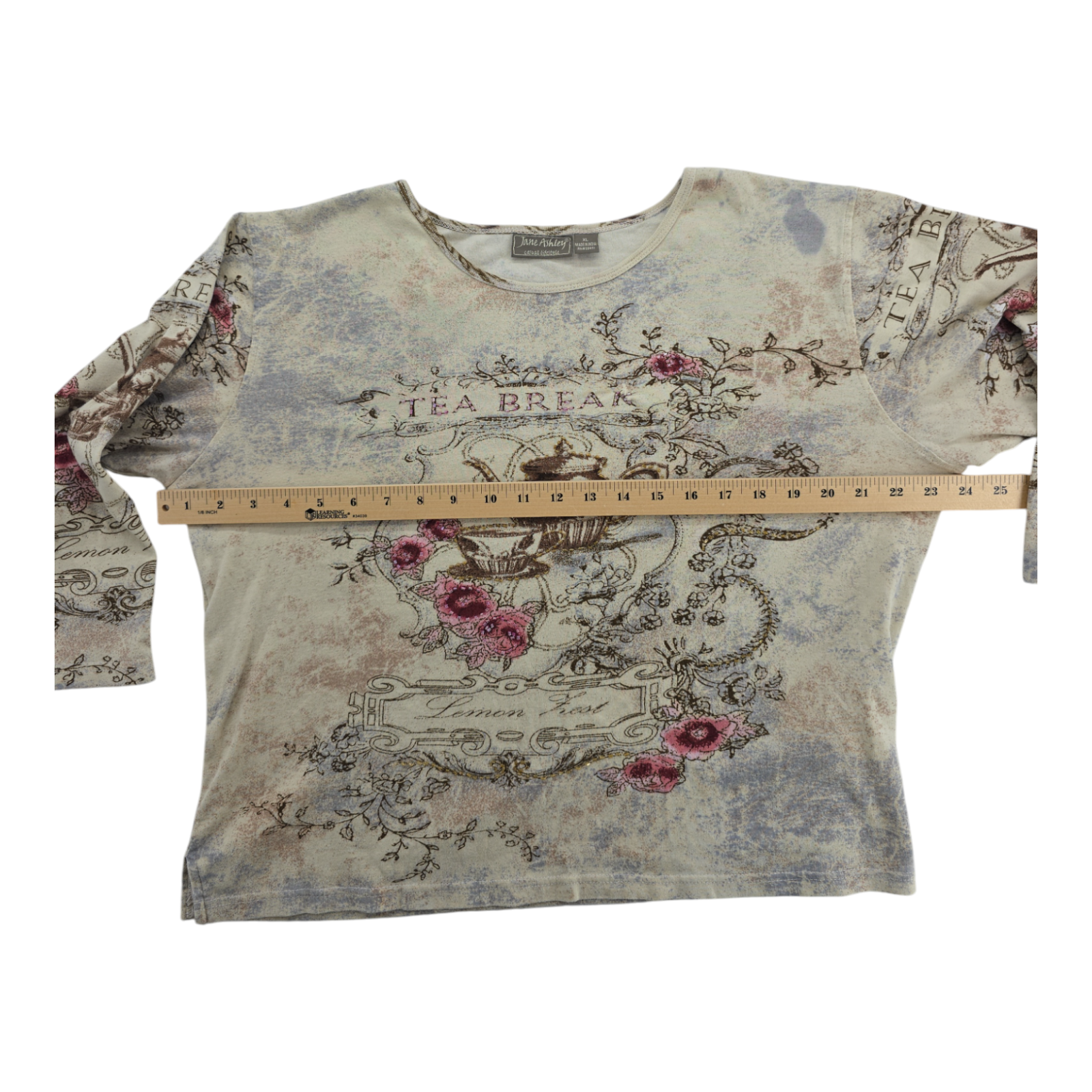 Jane Ashley Casula Lifestyle All Over Print 3/4 Sleeves Womens Top Size XL