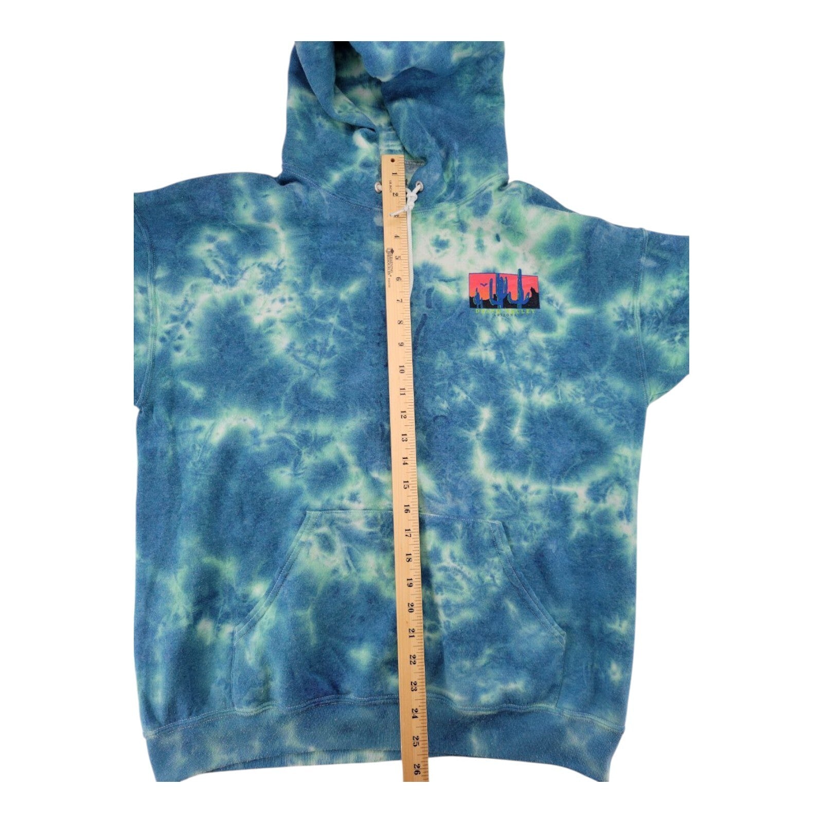 Artist Union Death Valley Arizona Tie Dye Hoodie Blue Green Cactus Desert Size L
