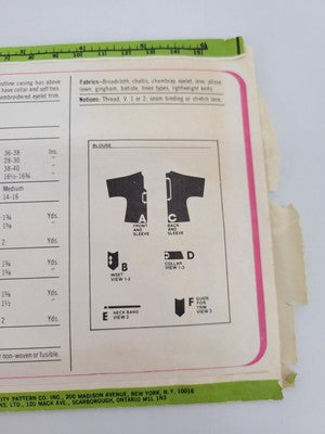 Vintage Simplicity Pullover Blouse Front Inset Pattern #8340 Size Miss 10-12