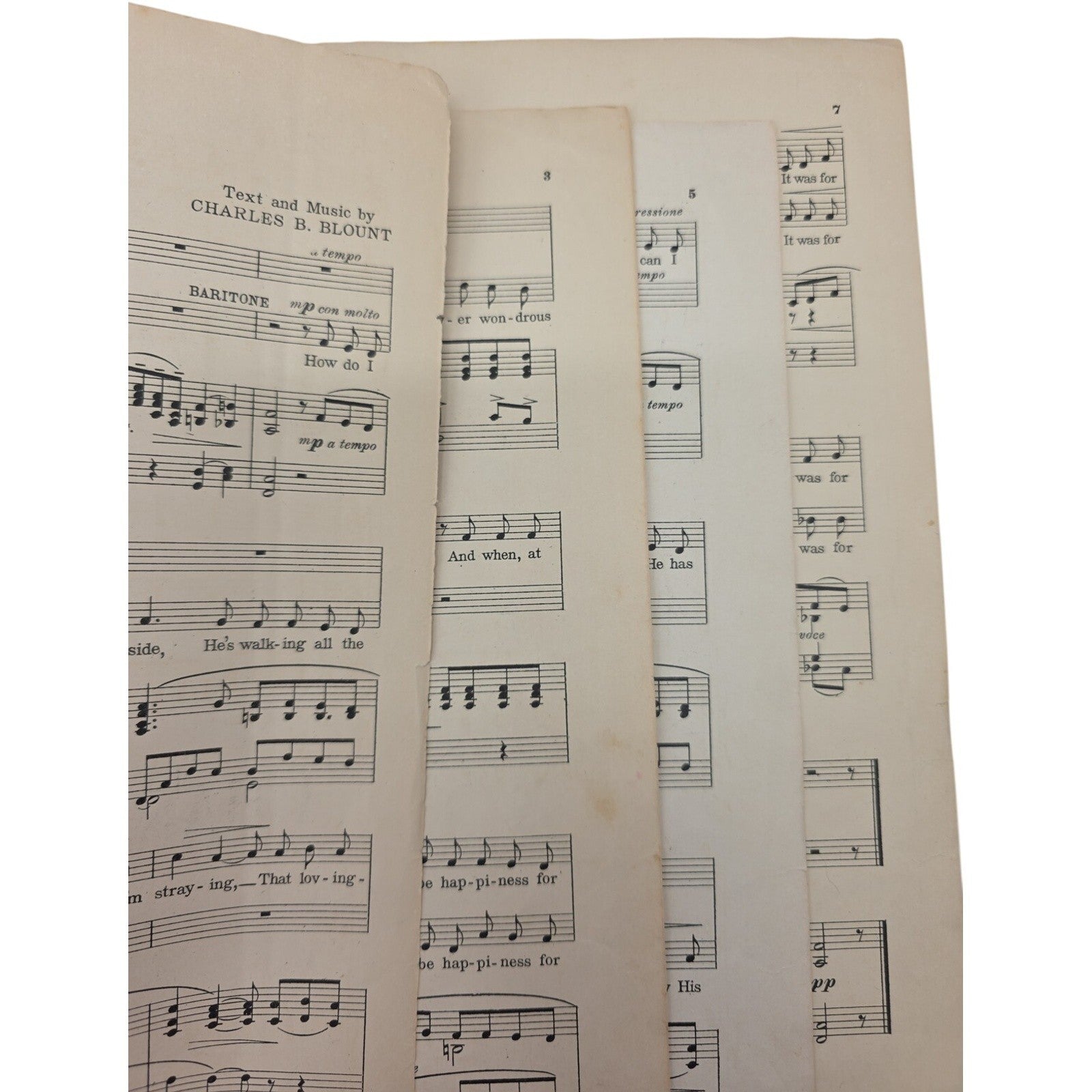1912 It Was For Me Charles B. Blount Sacred Christian Gospel Sheet Vintage Music