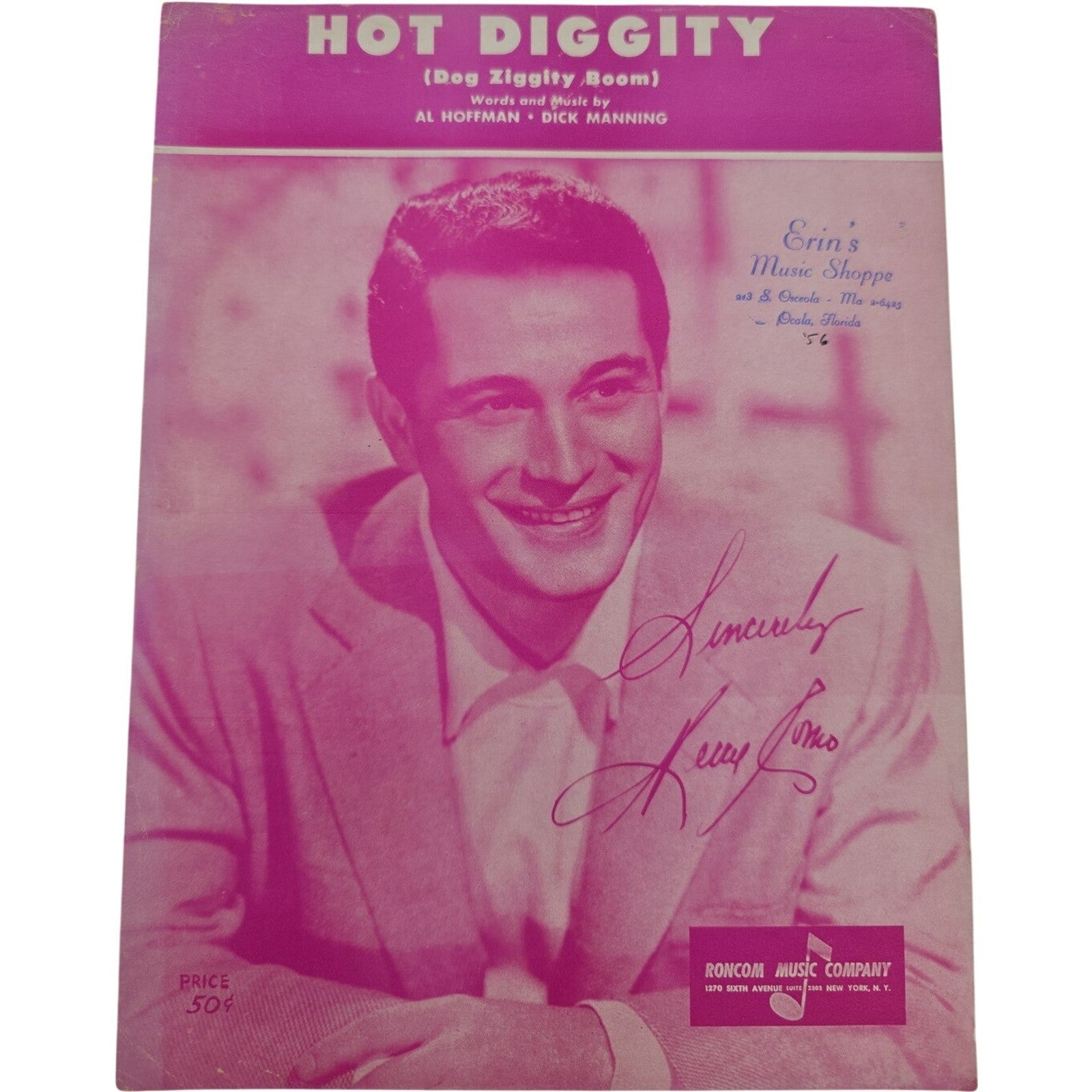 Vintage 1956 Hot Diggity Dog Ziggity Boom By Al Hoffman Dick Manning Sheet Music