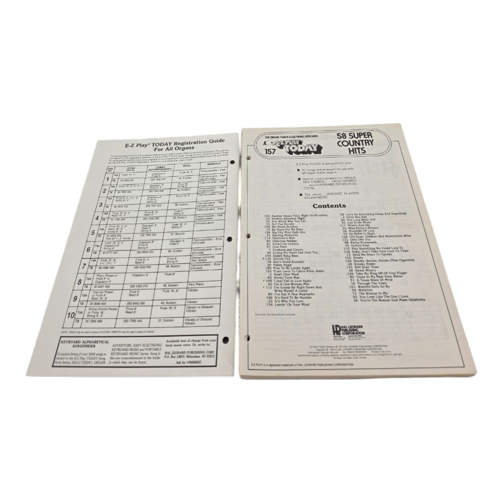 E-Z Play Today No. 157 58 Super Country Hits Vintage Music Book Hal Leonard