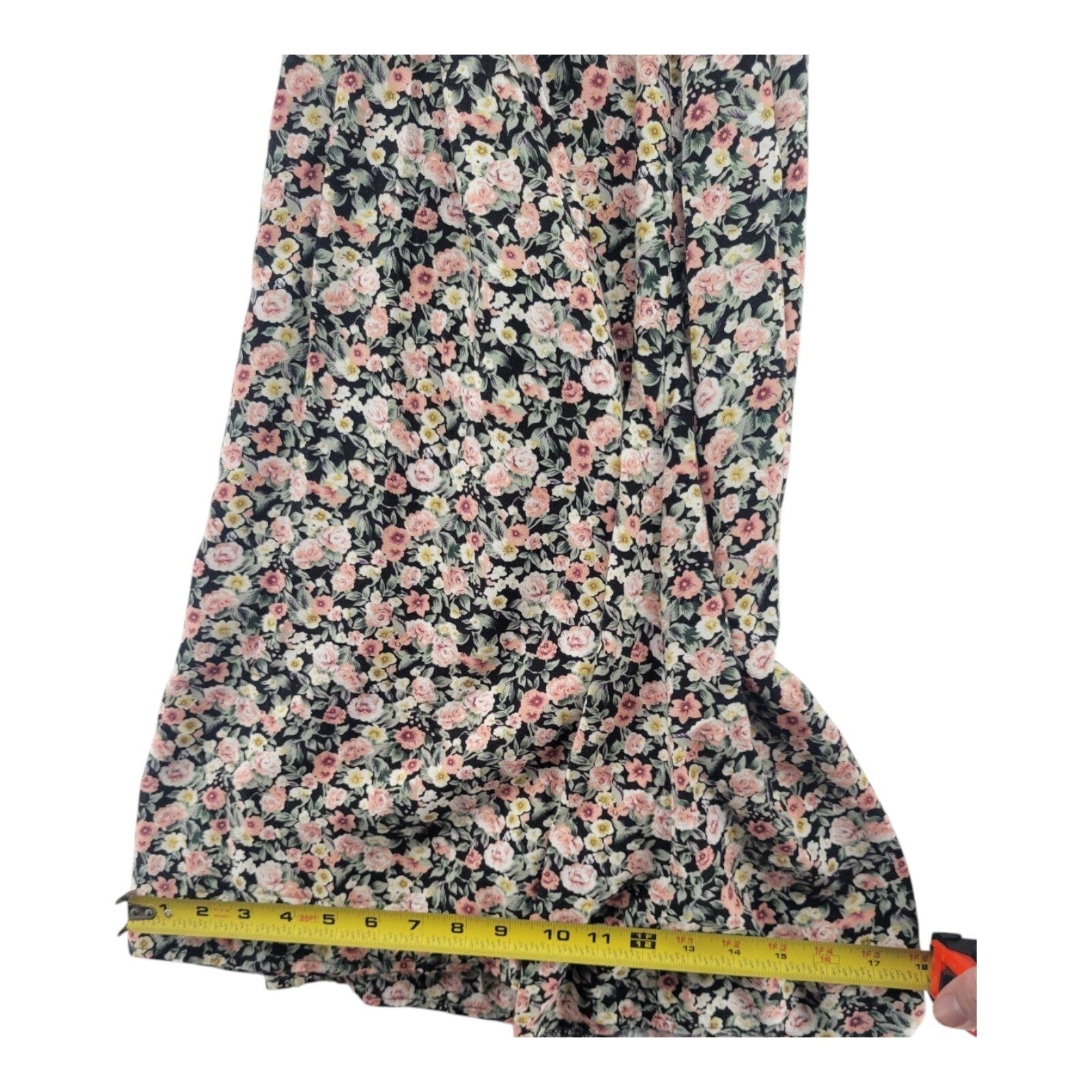 All That Jazz Womens Black Pink Floral Maxi Dress Vintage 90s Belted