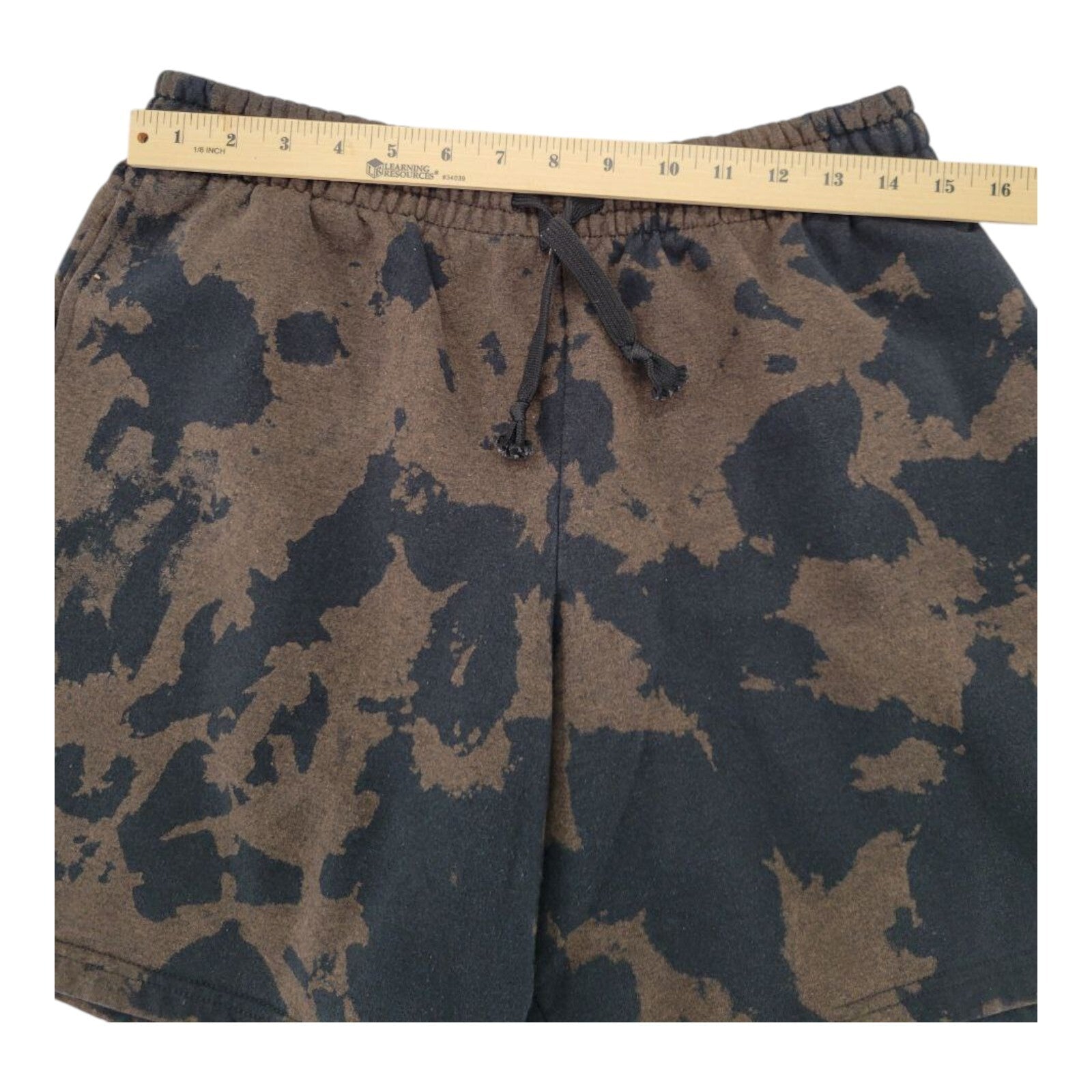 Artist Union Bleach Tie Dye Shorts Brown Black Skeleton Peace Graphic Size L