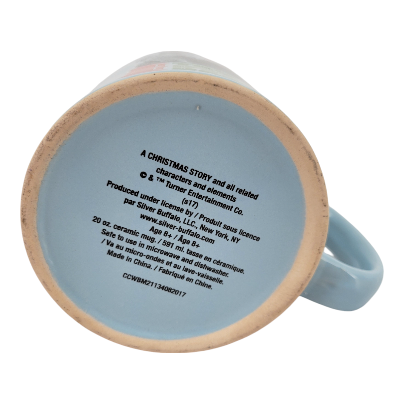 A Christmas Story Triple Dog Dare You Ceramic Mug 20 oz Blue Red Interior