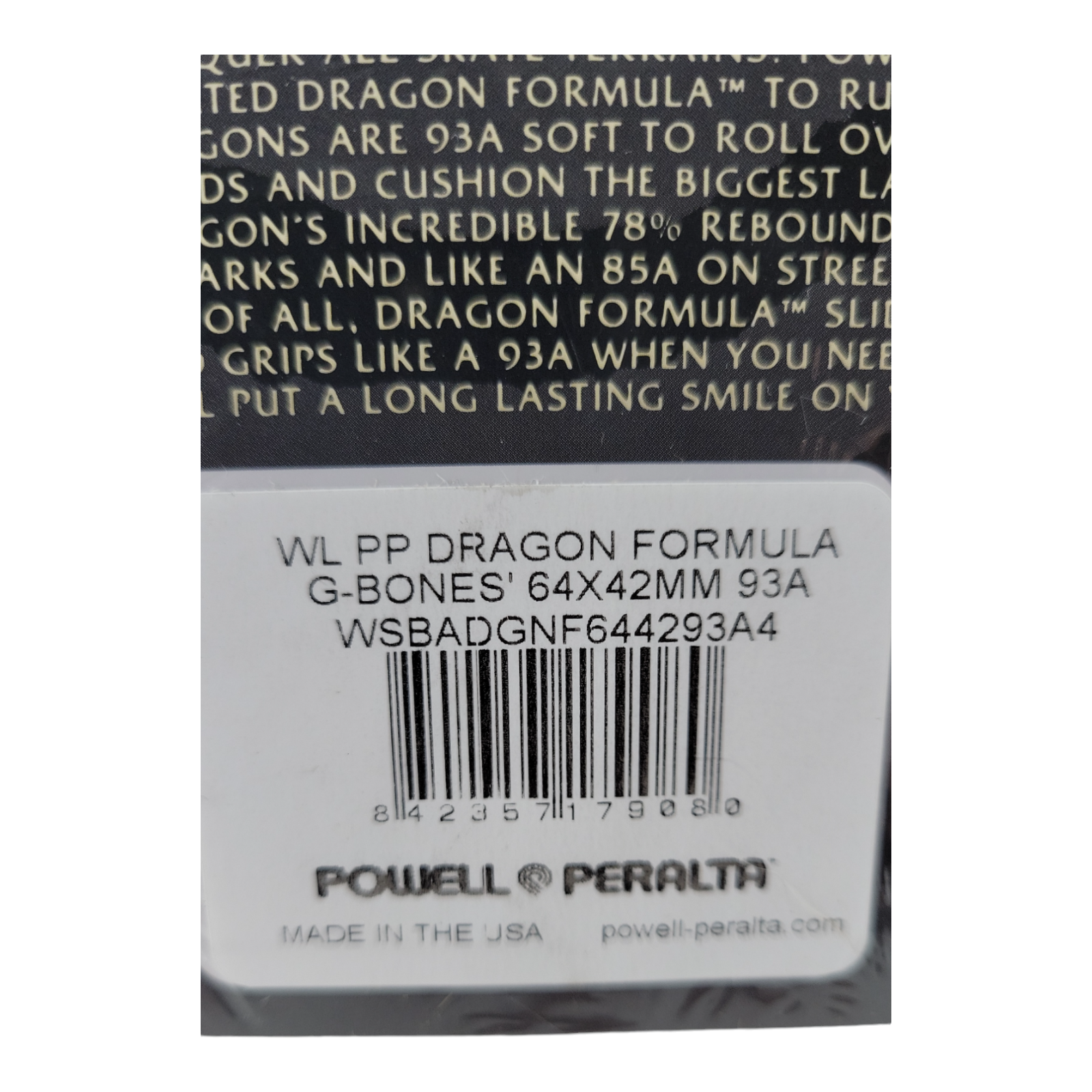 Powell Peralta Dragon Formula Skateboard Wheels 64mm x 42mm 93A 4-Pack