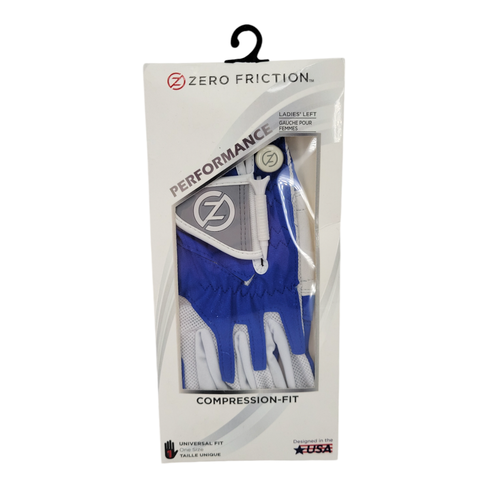 Zero Friction Performance Glove Ladies Left Universal One Size Blue Golf Glove