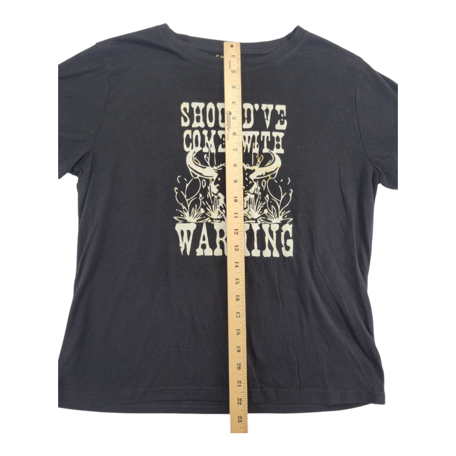 SHEIN Women's Black Graphic Tee Should've Come With Warning Shirt Size M