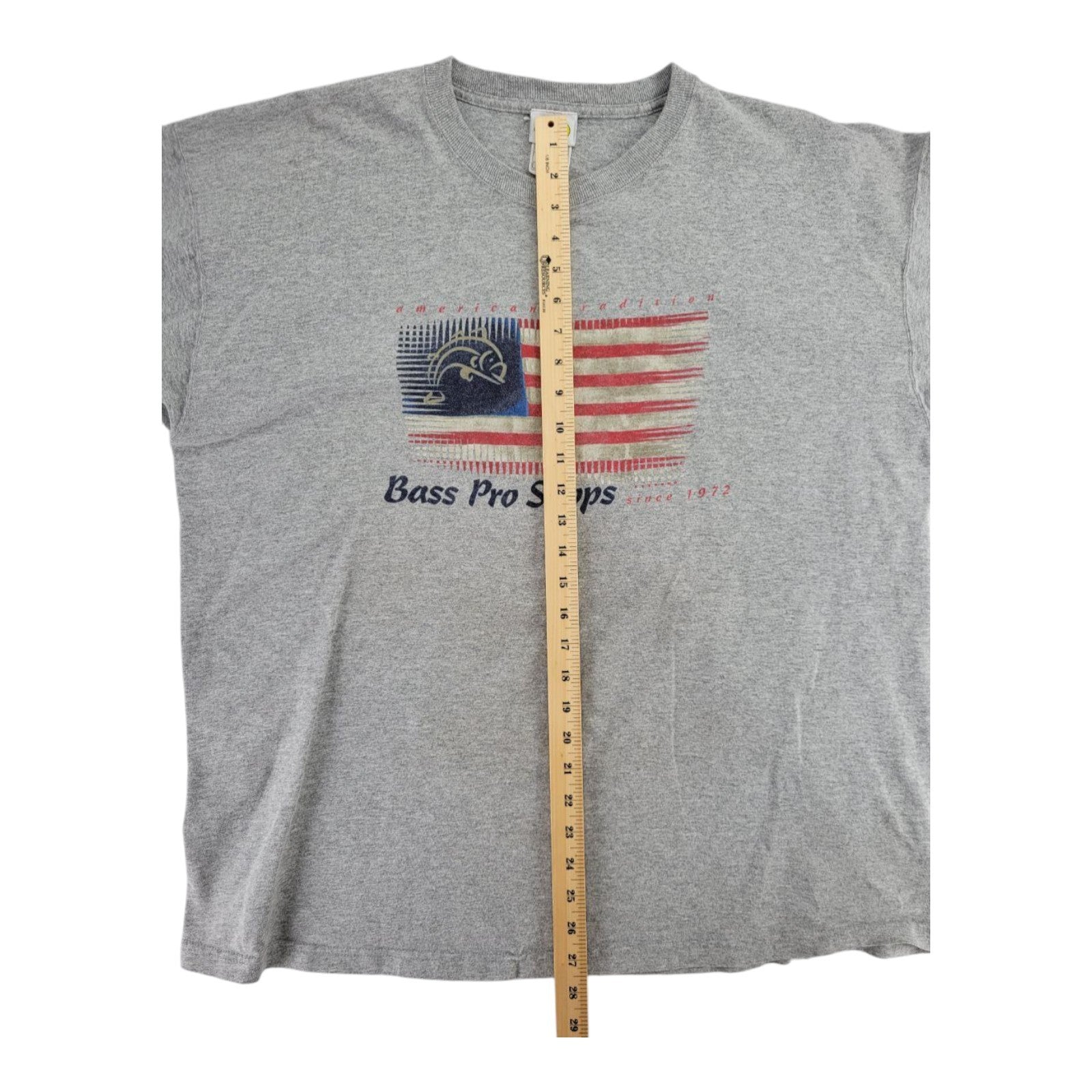 Bass Pro Shops American Tradition Flag Graphic T-Shirt Gray Size 2XL