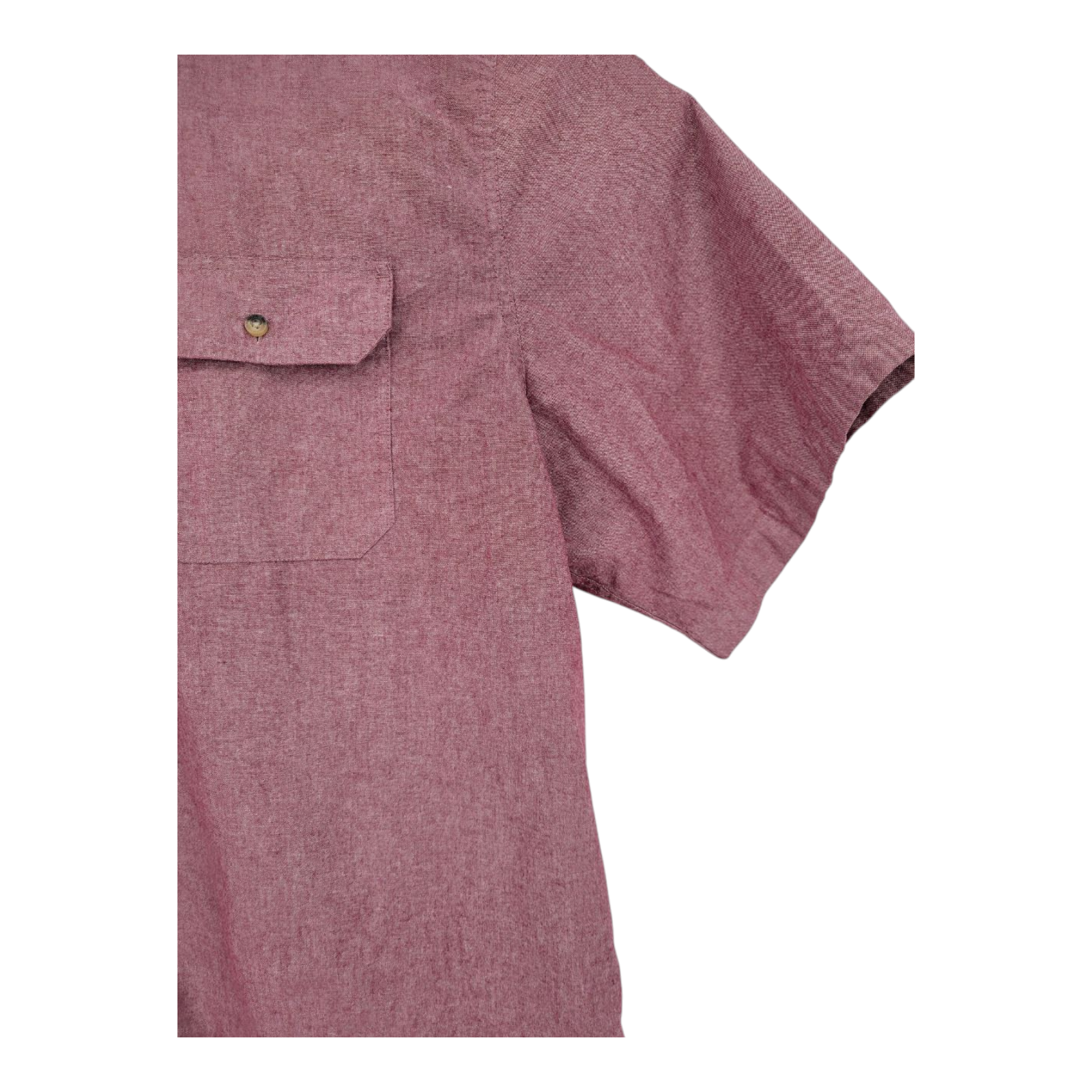 Wrangler Authentics Mens Short Sleeve Button Up Shirt Red Chambray 3XL
