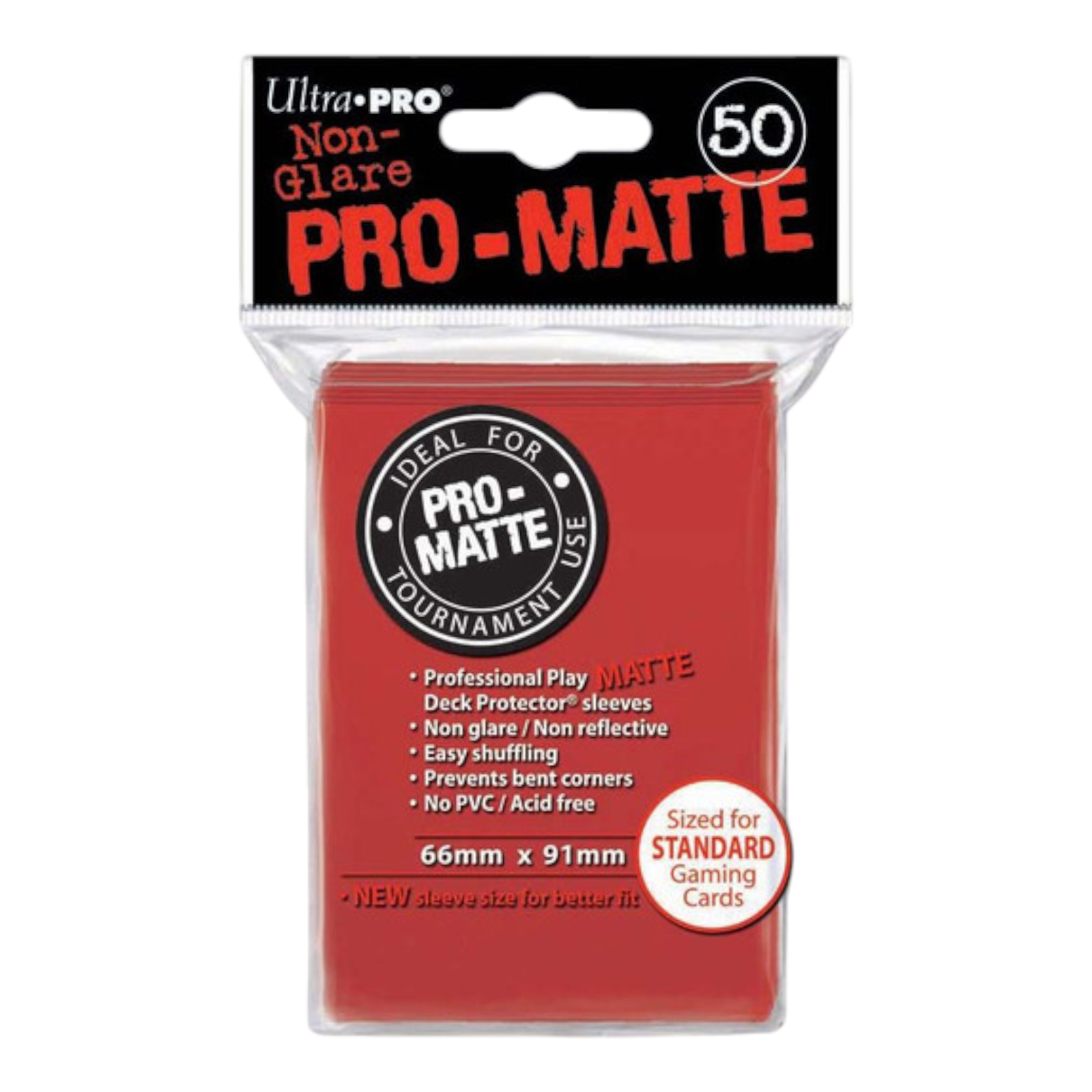 Ultra Pro Deck Protector Pro Matte Sleeves Red 50ct Standard Size 66mm x 91mm