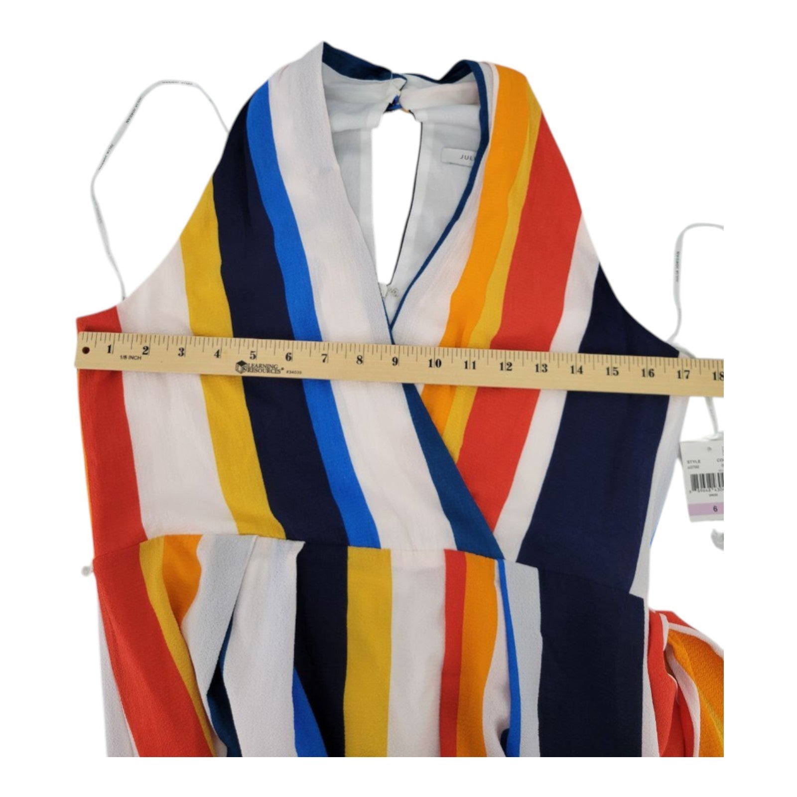 Julia Jordan Multicolor Stripe Faux Wrap High Low Sleeveless Dress Size 6