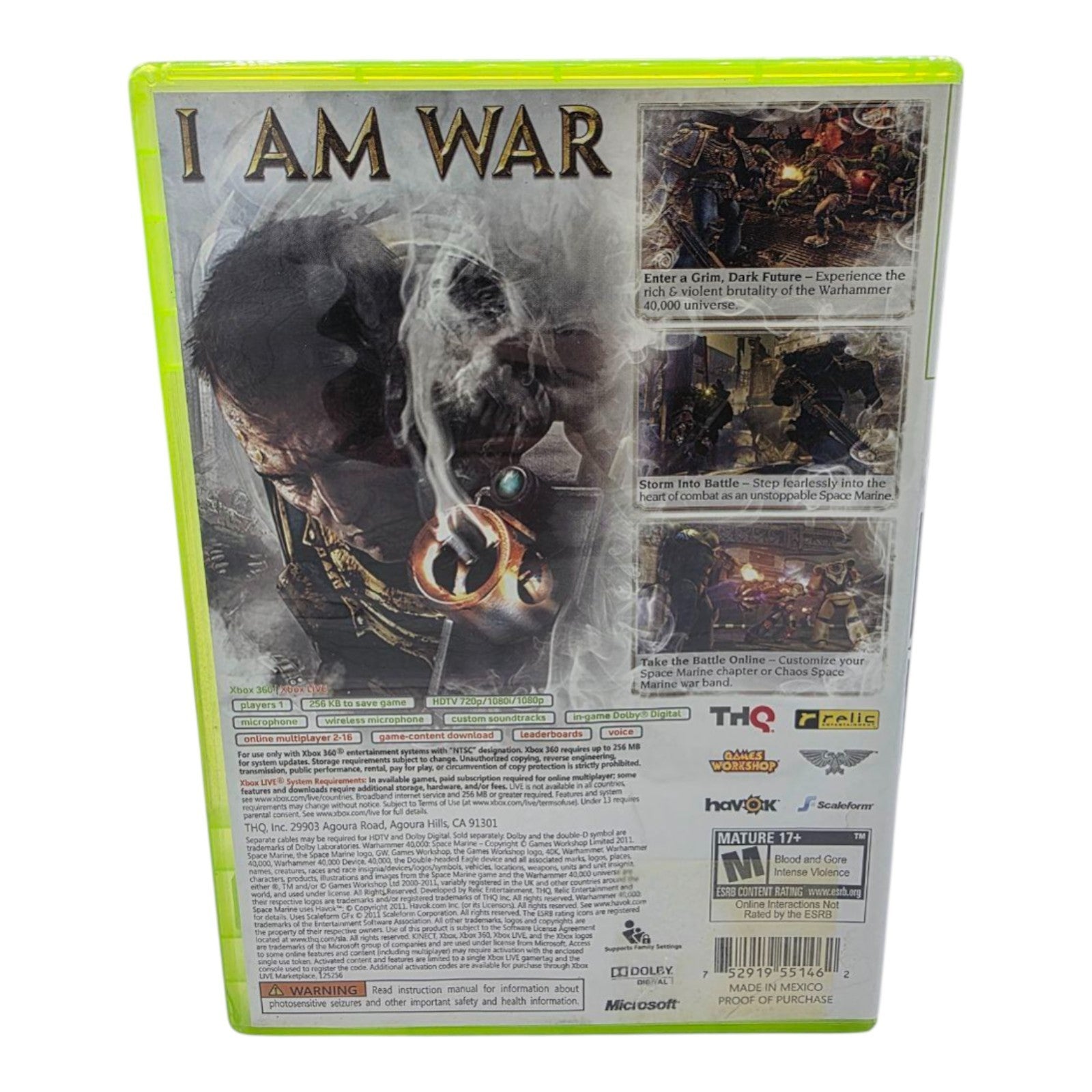 Warhammer 40000 Space Marine Xbox 360 Complete with Manual 2011
