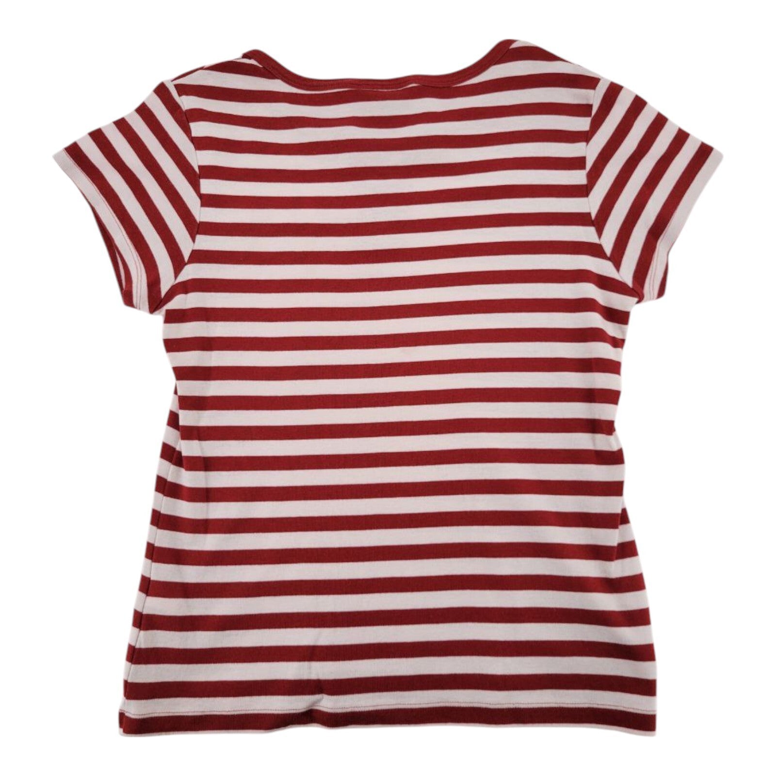 Banana Republic Red White Striped Lace Up Top Womens Short Sleeve Size L