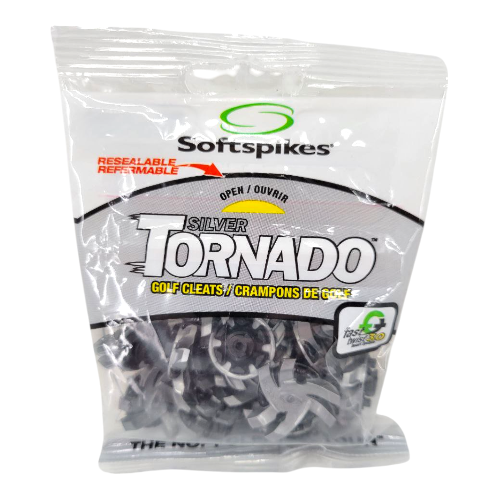 Softspikes Silver Tornado Golf Cleats 18-Pack Fast Twist 3.0 Slim Lok