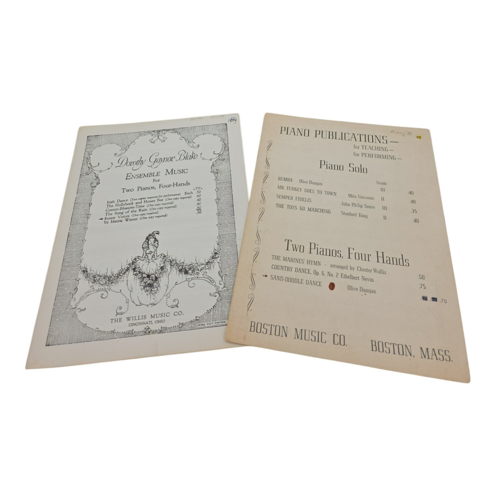 Dorothy Gaynor Blake Ensemble Music and Boston Music Set of 2 Songbooks