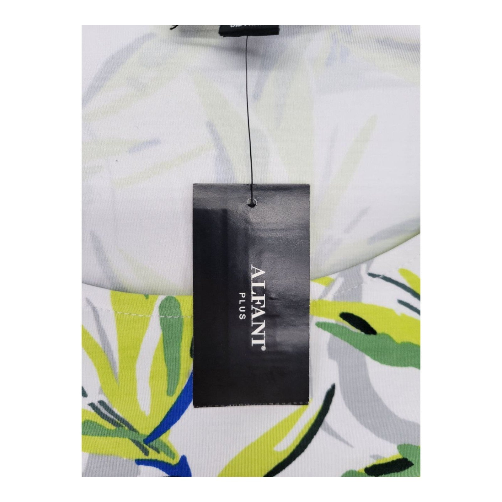Alfani Plus Women's 3X Leaf Print Blouse Cobalt Breeze Ruffle Sleeve Top