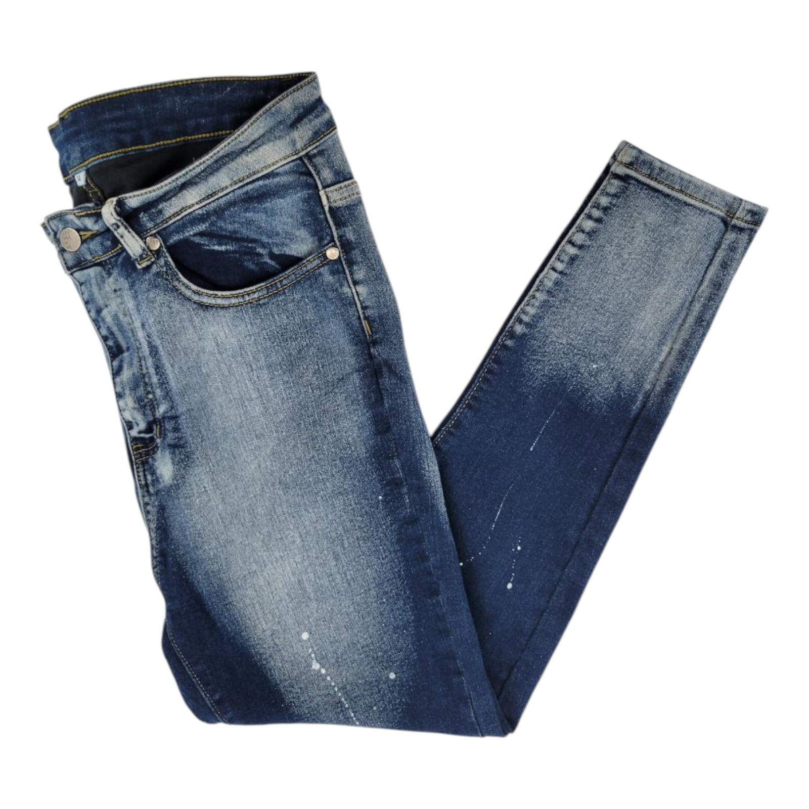 Between Us Womens Blue Paint Splatter Skinny Denim Jeans Size 14
