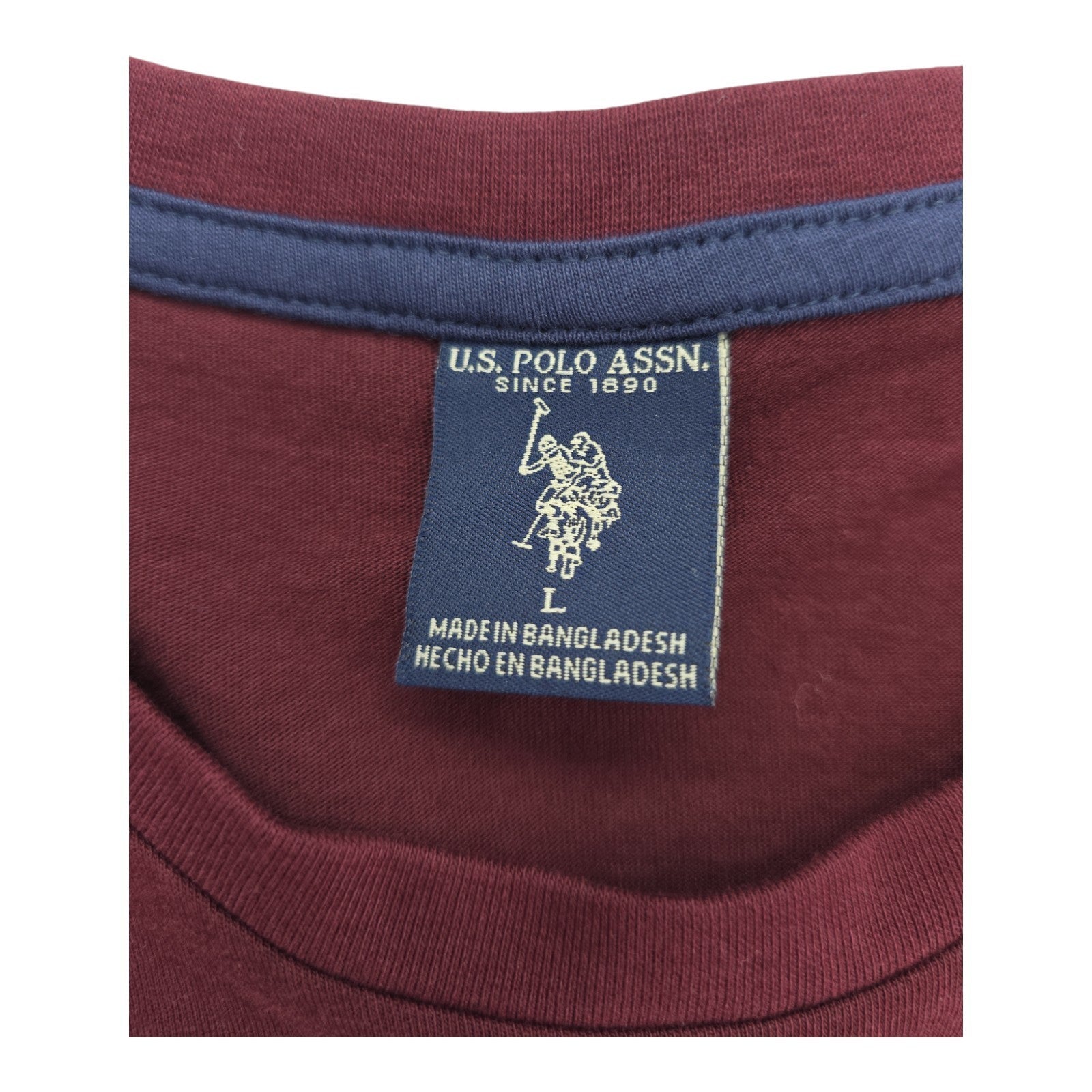 U.S. Polo Assn Men’s Long Sleeve Shirt Maroon Gray Chest Stripe Size L