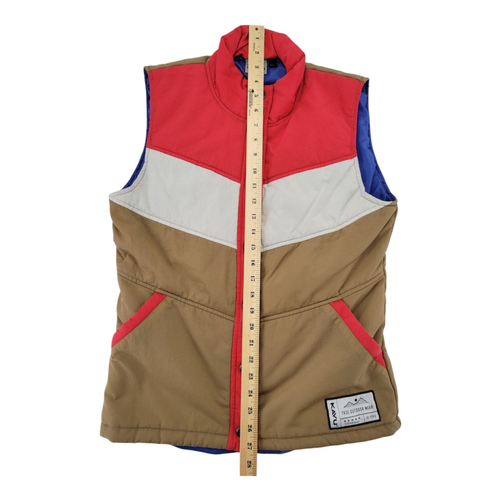 Kavu True Outdoor Wear Snap Front Multicolored Womens Puffer Vest Small