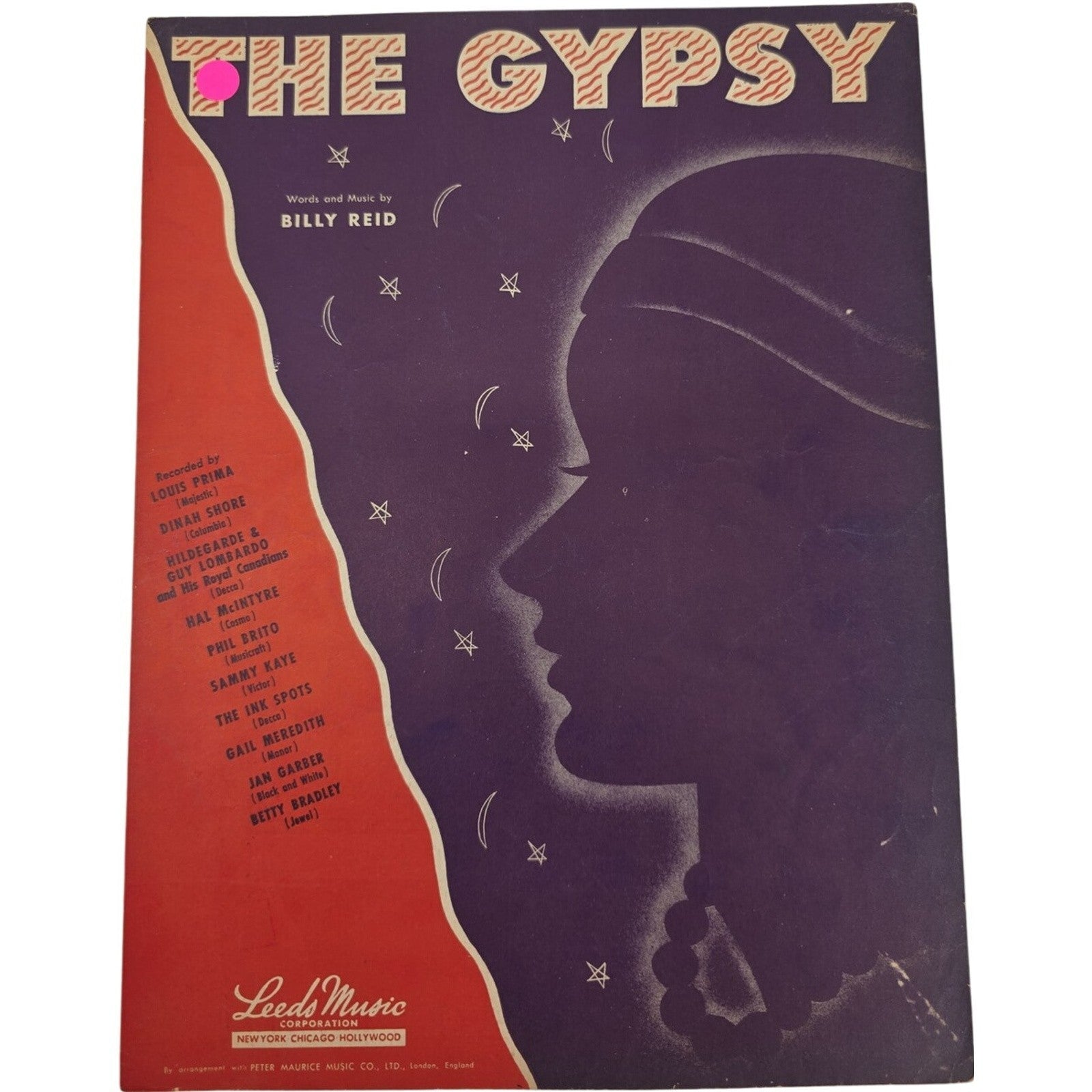 Vintage Sheet Music 1946 The Gypsy Words And Music By Billy Reid