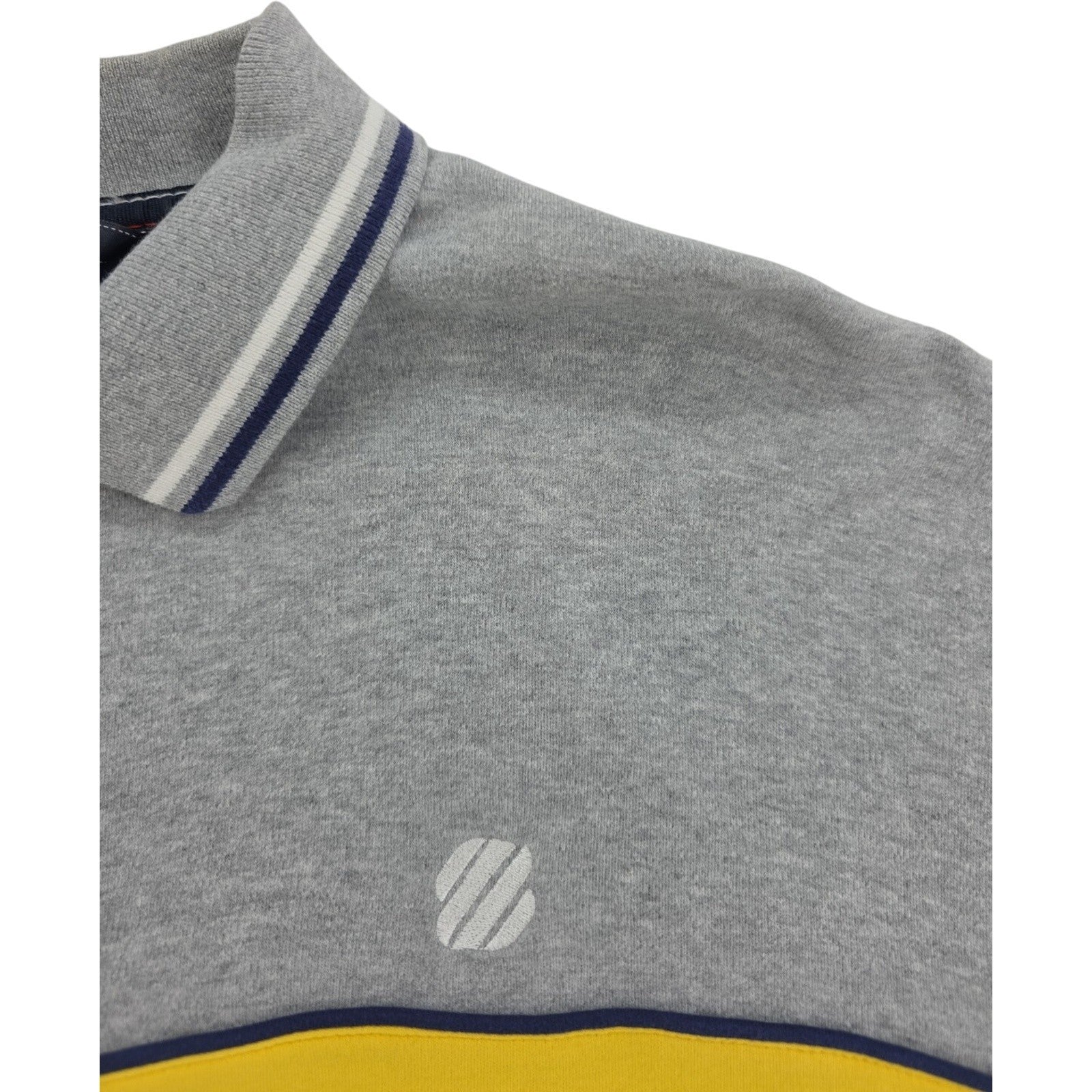 West Marine Crew Polo Gray Yellow Striped Collared Golf Polo Shirt Size XL
