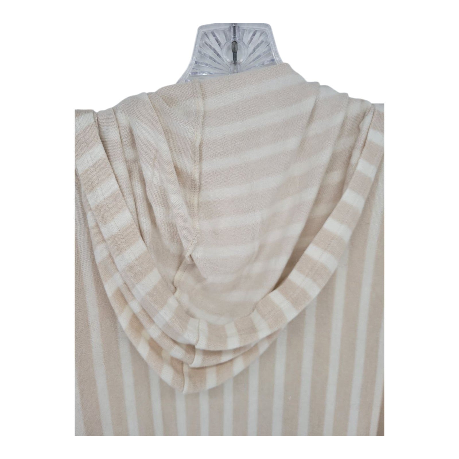Style & Co Women's Hooded Open Front Cardigan Beige Stripe Drape Hem XXL