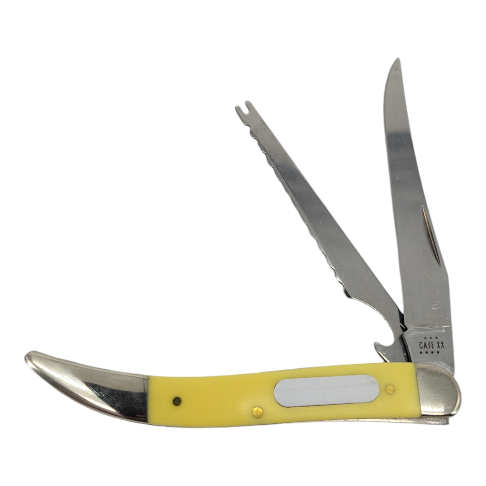 Case Cutlery 120 Yellow Synthetic Fishing Knife with Clip Blade and Fish Scaler