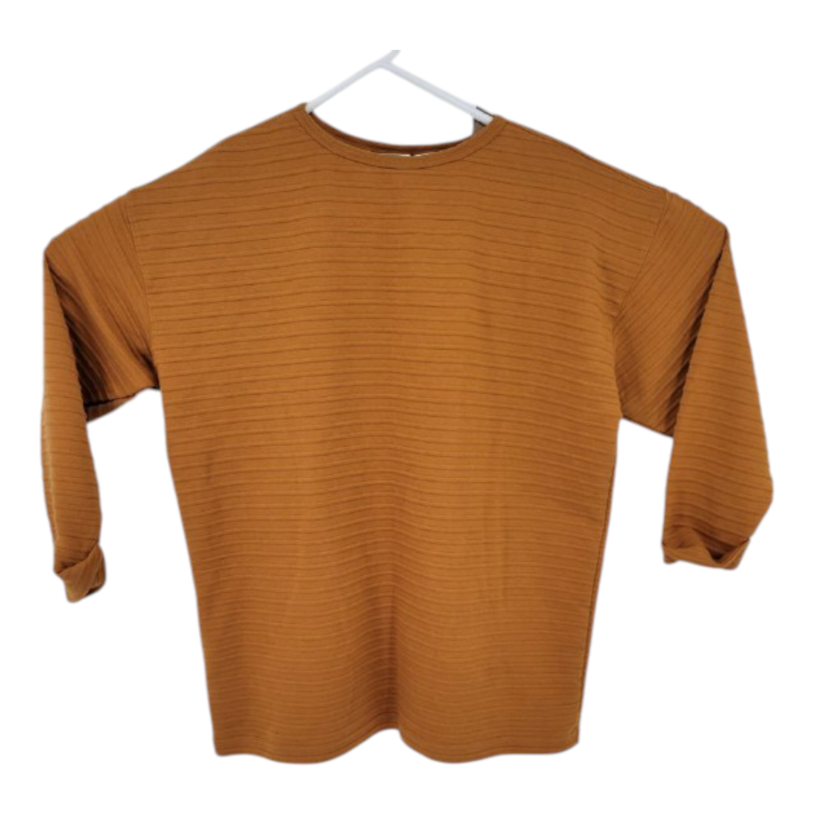 White Stag Ribbed Pullover Sweater Mustard Yellow Long Sleeves Womens Size M