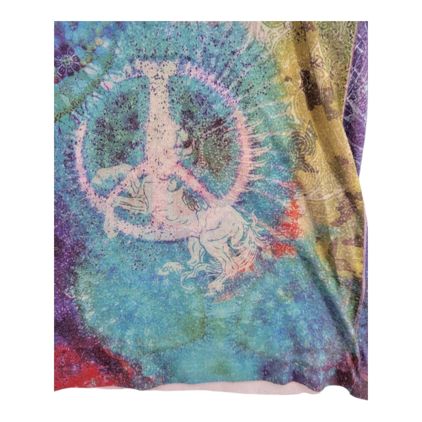 B.L.E.U. Women's Peace On Earth Rhinestone Tee USA Made Graphic XL
