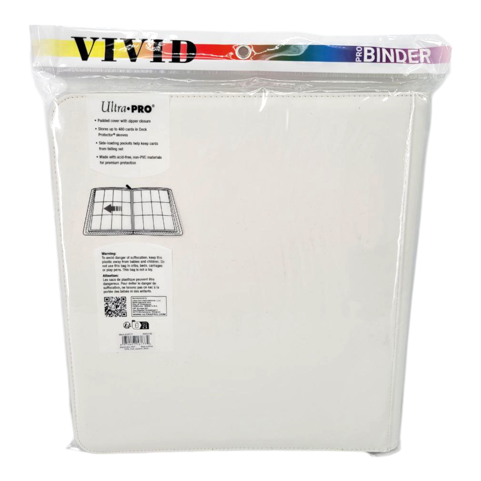 Ultra Pro Vivid 12 Pocket Zippered Pro Binder White 480 Card Storage