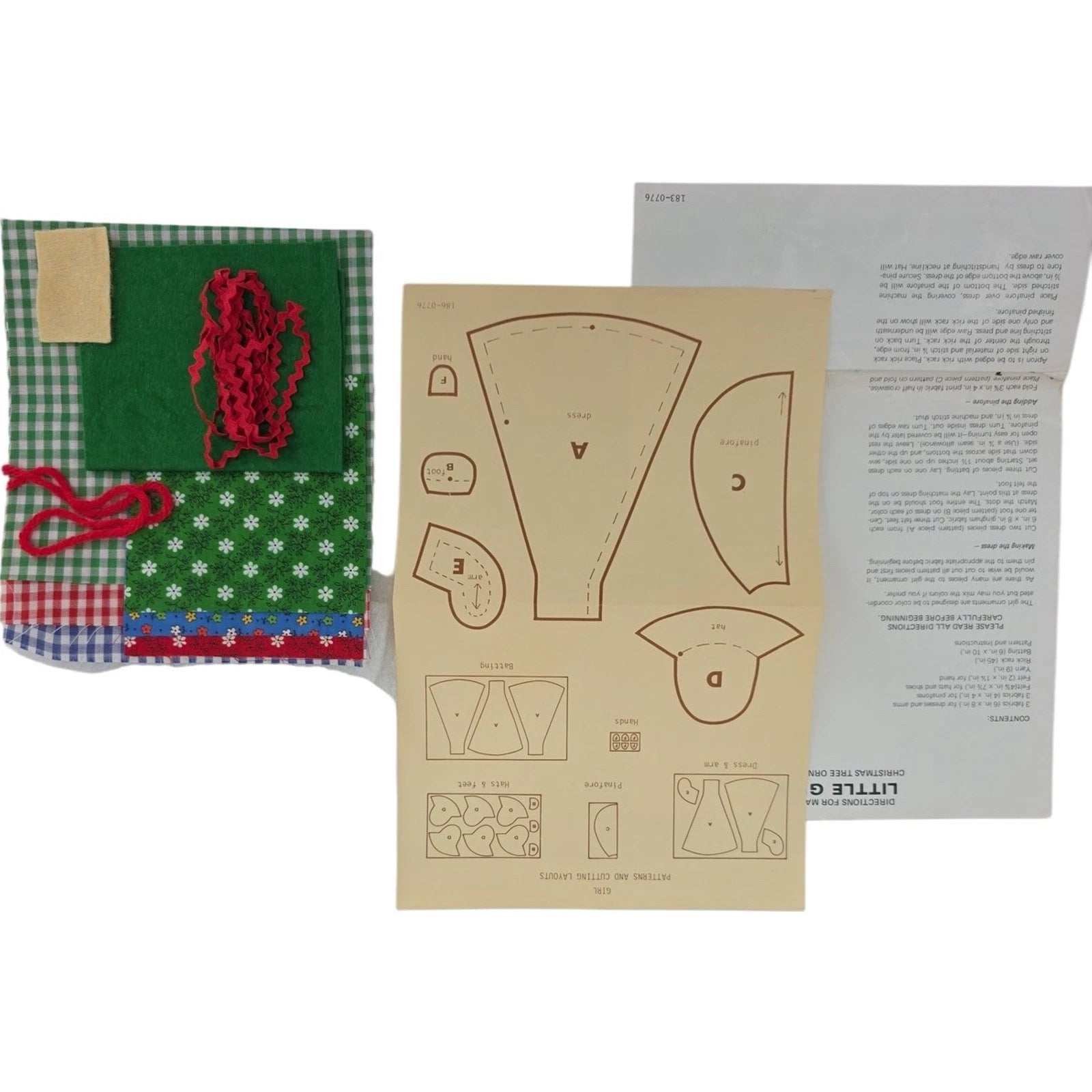 1977 Vintage Yours Truly Three Little Girls Christmas Ornament Sewing Craft Kit