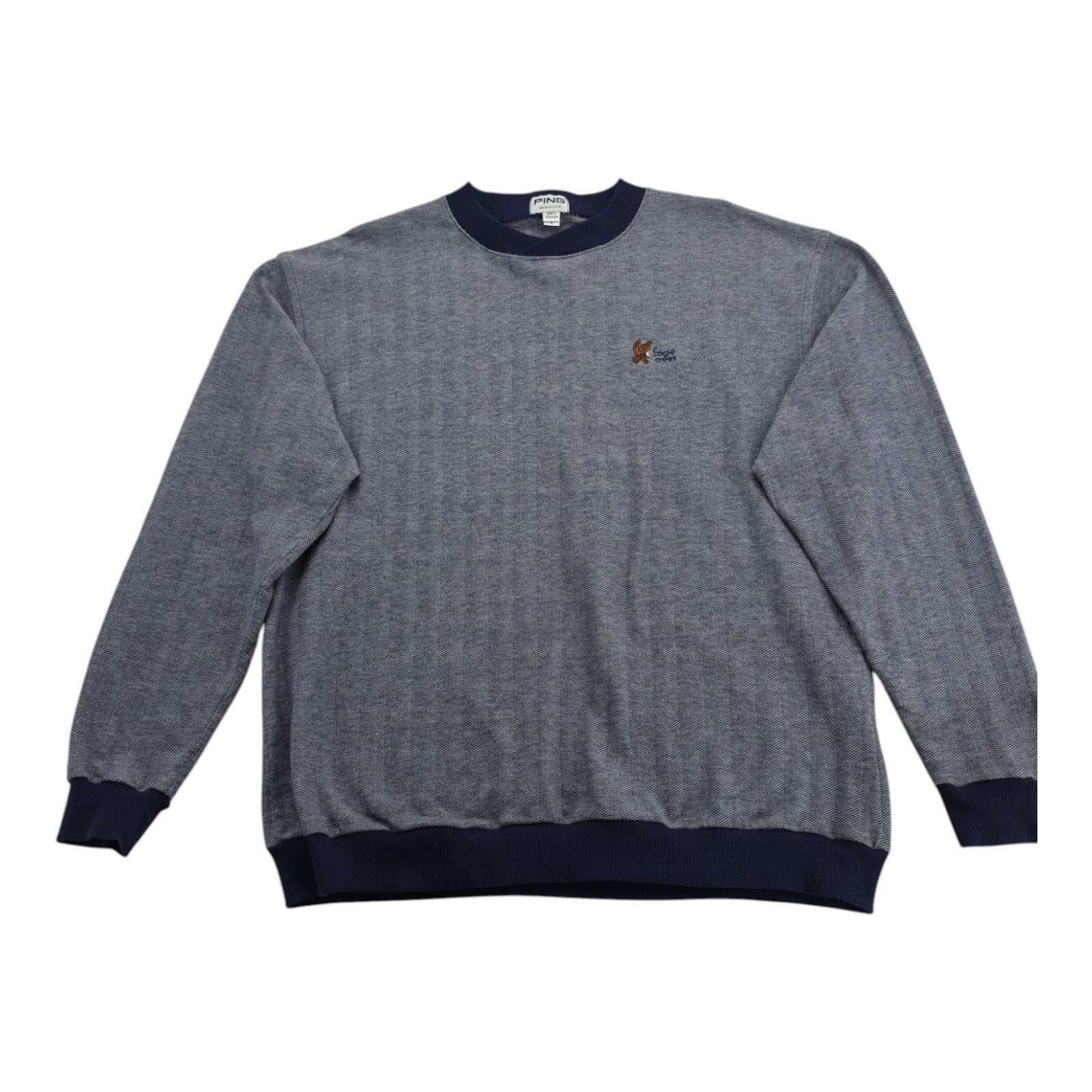 Vintage PING Sweatshirt Adult Pullover Navy Gray Made In USA 90s Logo Size Large