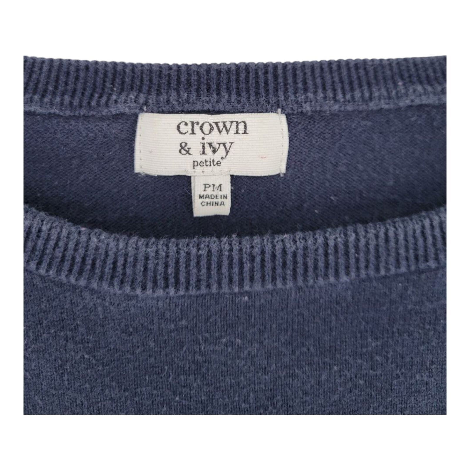 Crown & Ivy Petite Womens Navy Blue Lobster Intarsia Striped Pullover Sweater PM