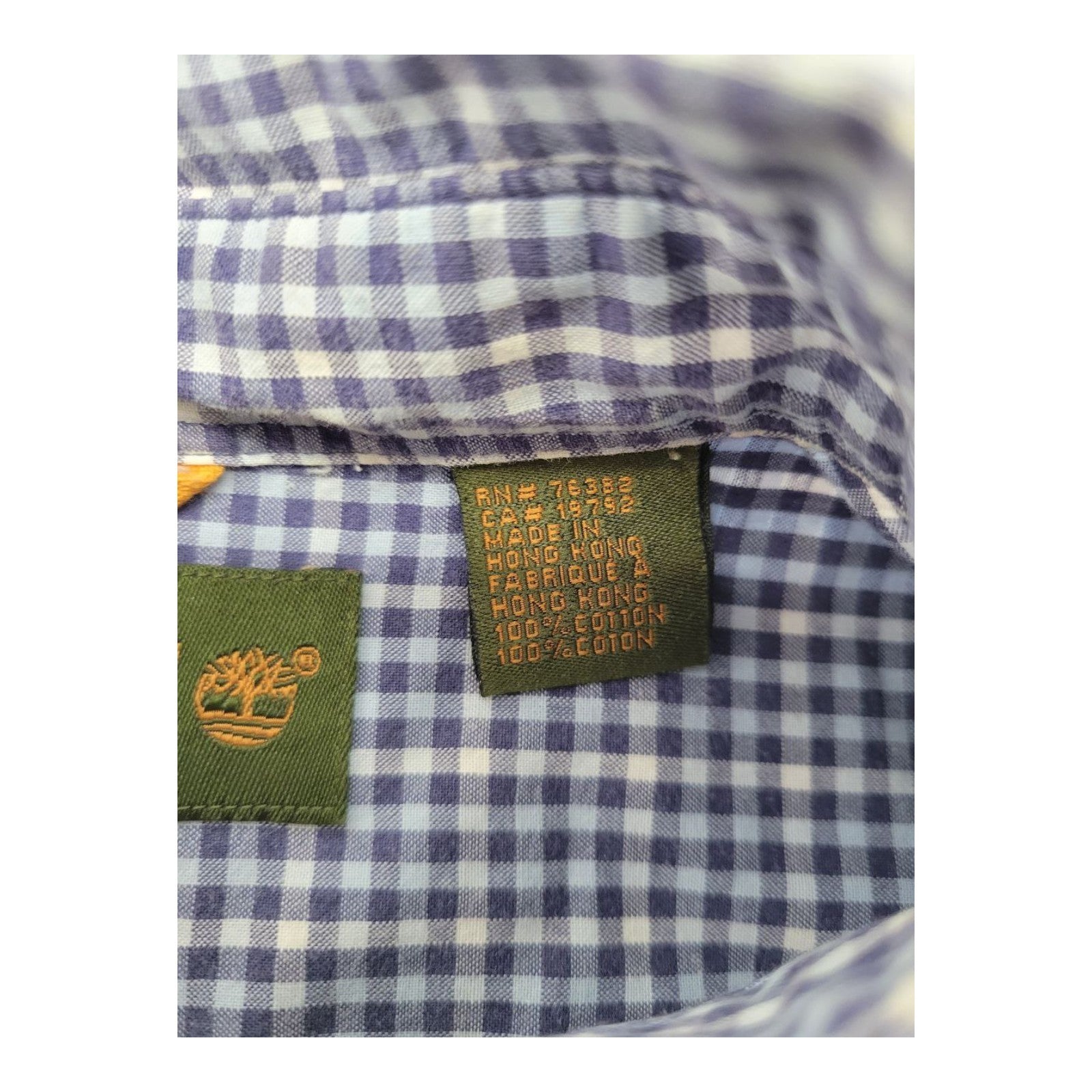 Timberland Mens Blue White Gingham Check Short Sleeve Shirt Size L